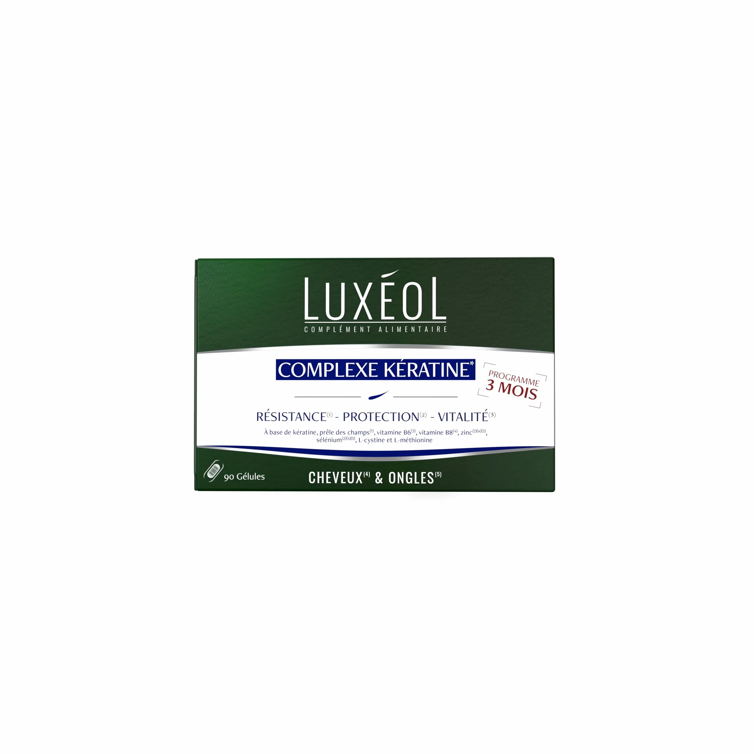 Luxéol Complexe Kératine 3 mois Complément alimentaire Cheveux & Ongles 90 Gélules