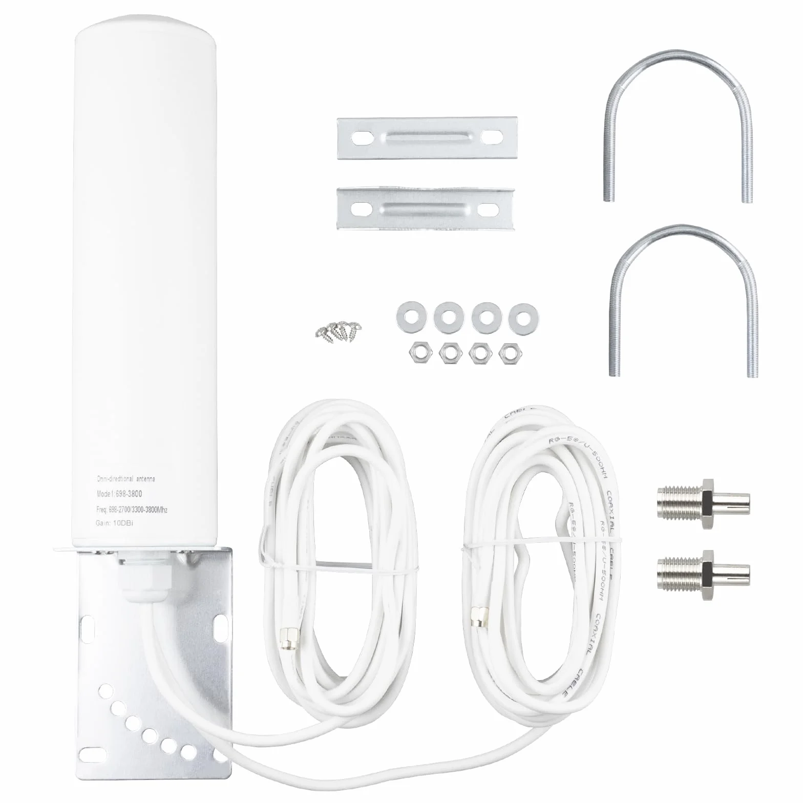 Antenne extérieure 4G 5G LTE 10dBi SMA TS9 Adaptateur 698-2700 3300-3800 MHz Antenne WiFi à gain élevé Extérieur Faible perte Double SMA mâle 5 m Câble RG58 4G LTE Routeur omnidirectionnel