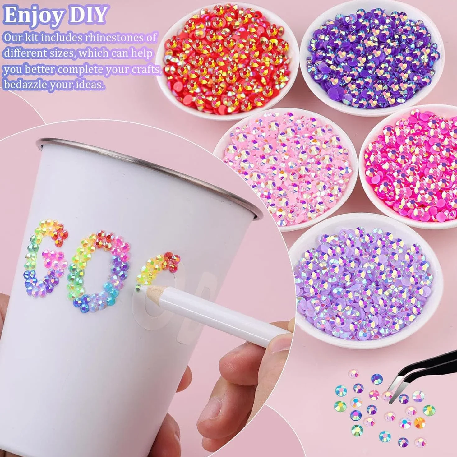 Lot de 32 000 Strass en Résine Bedazzling Kit - 40 Couleurs 3 mm Strass Ongle Nail Art - Diamants en Cristal À Dos Plat