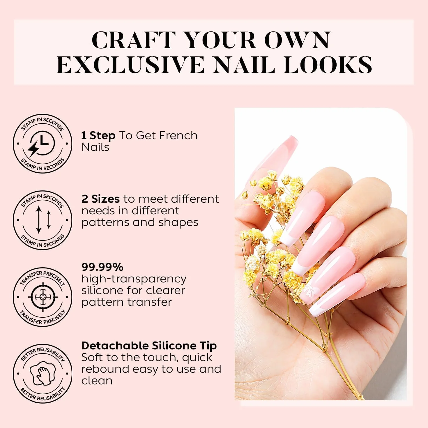 AIMEILI Nail Art Stamping Kit 5 Plaques 2 Silicone Tampons 2 Grattoir 15ml Latex Peel Off Tape