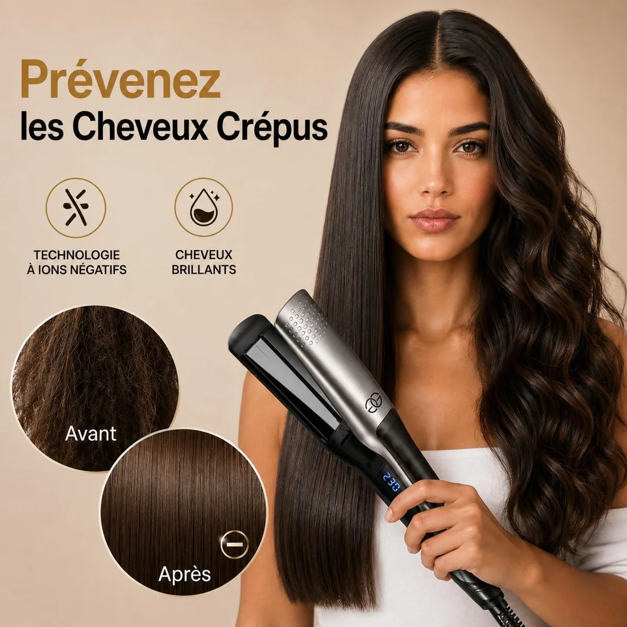 Lisseur Cheveux Steampod Pro Fer à Boucler 230ºC Céramique Ionique