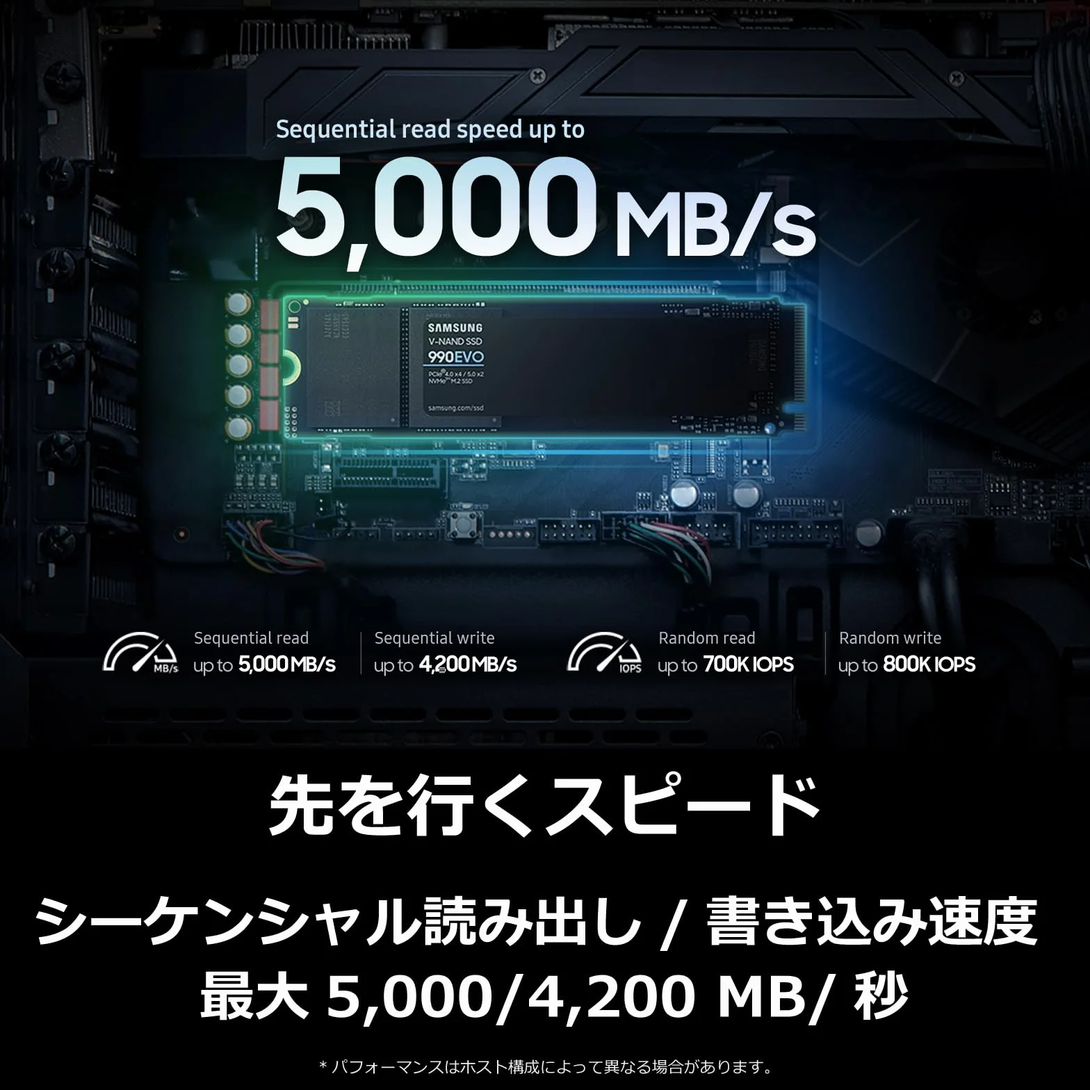 Samsung 990 Evo 1TB PCIe Gen 4.0 x 4 NVMe M.2 (2280) Max 5000 Mo/s SSD Interne MZ-V9E1T0B-IT/EC
