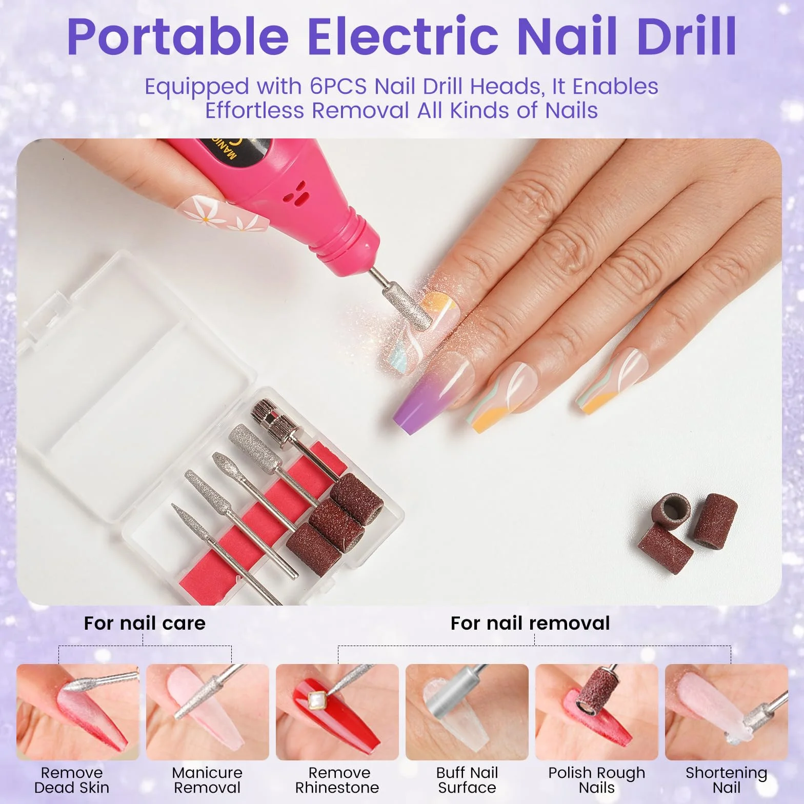 Kit de démarrage acrylique pour ongles 4 couleurs avec lampe et ponceuse