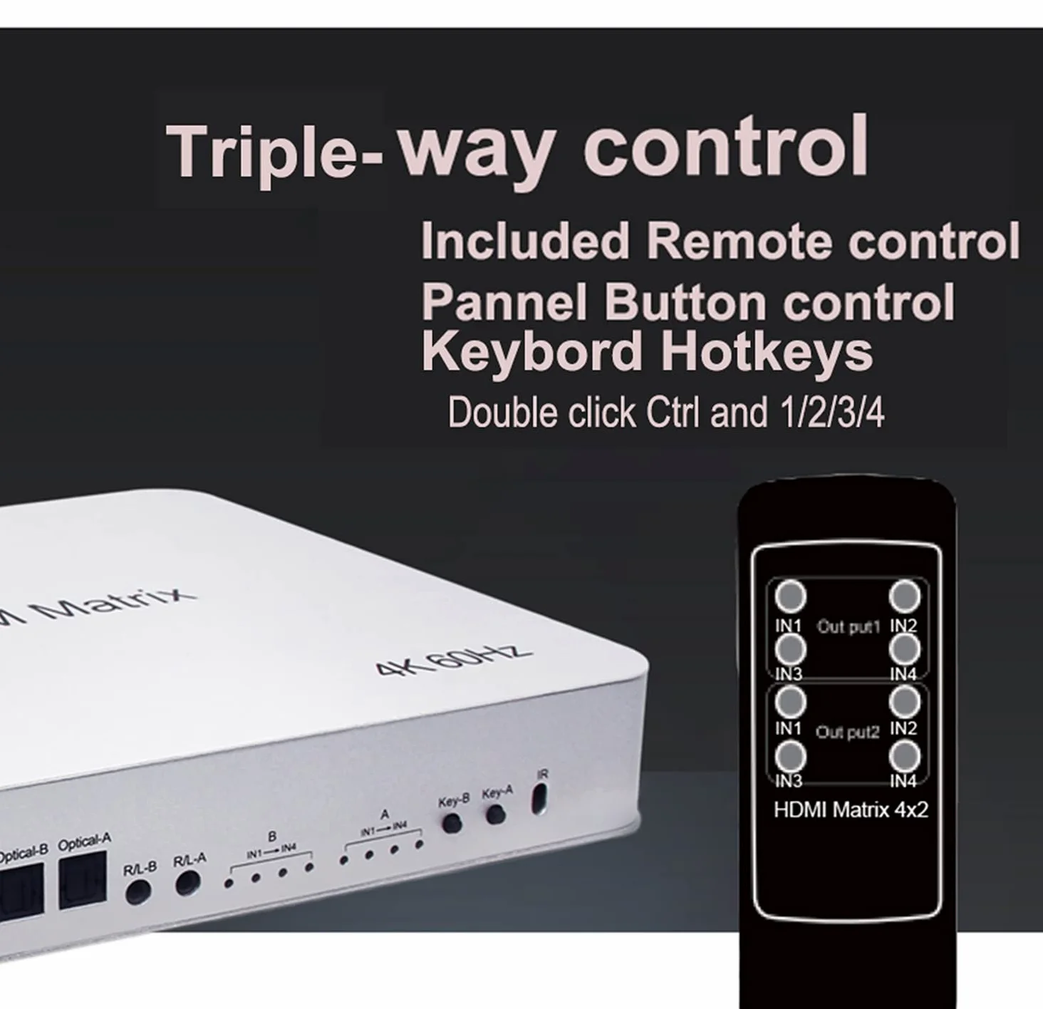 4 ports USB HD KVM Matrix 4X2 Dual Monitor 4K @ 60Hz HDR Switch Splitter 4 en 2 sorties HD 2.0 Switcher pour USB2.0 Clavier Souris PC Avec double audio indépendant