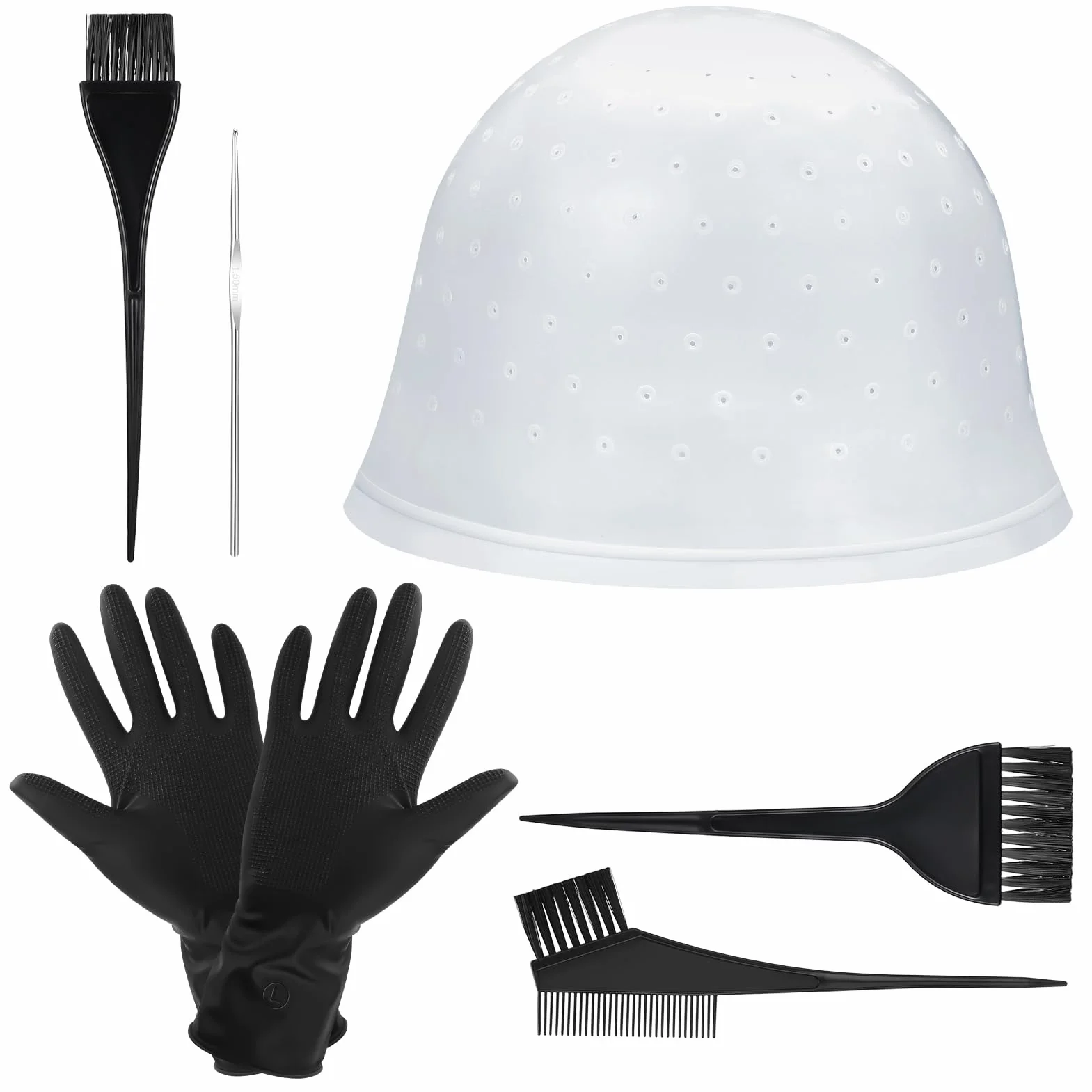 Bonnet Meches Cheveux Trous Pré-percés Professionnel Kit Coloration Cheveux 7 Pcs