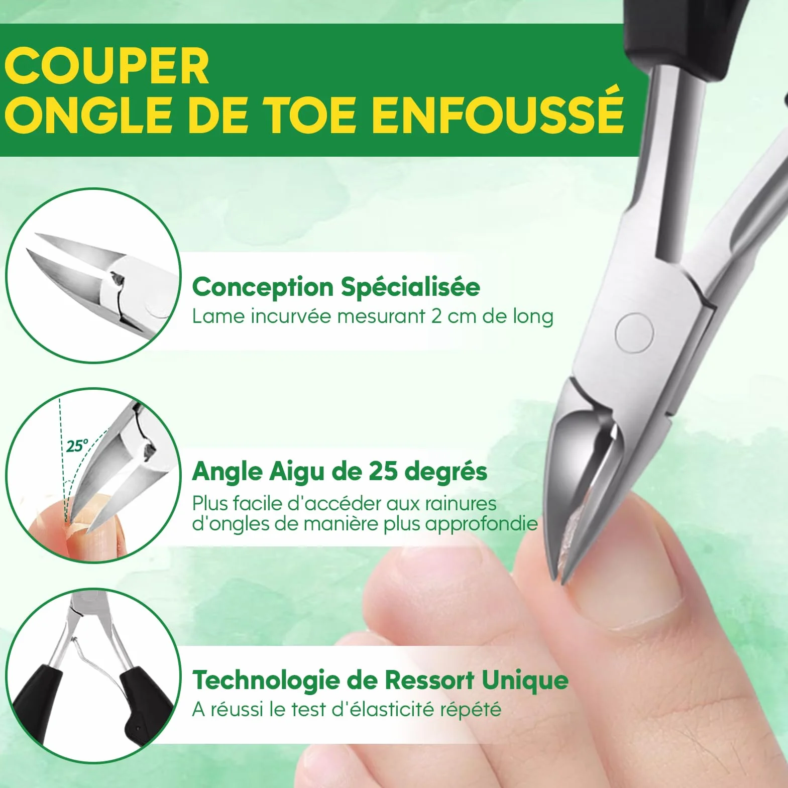 Kit d'Outils pour Ongle Incarné, Traitement Correcteur, Coupe Ongle et Pince Cuticule