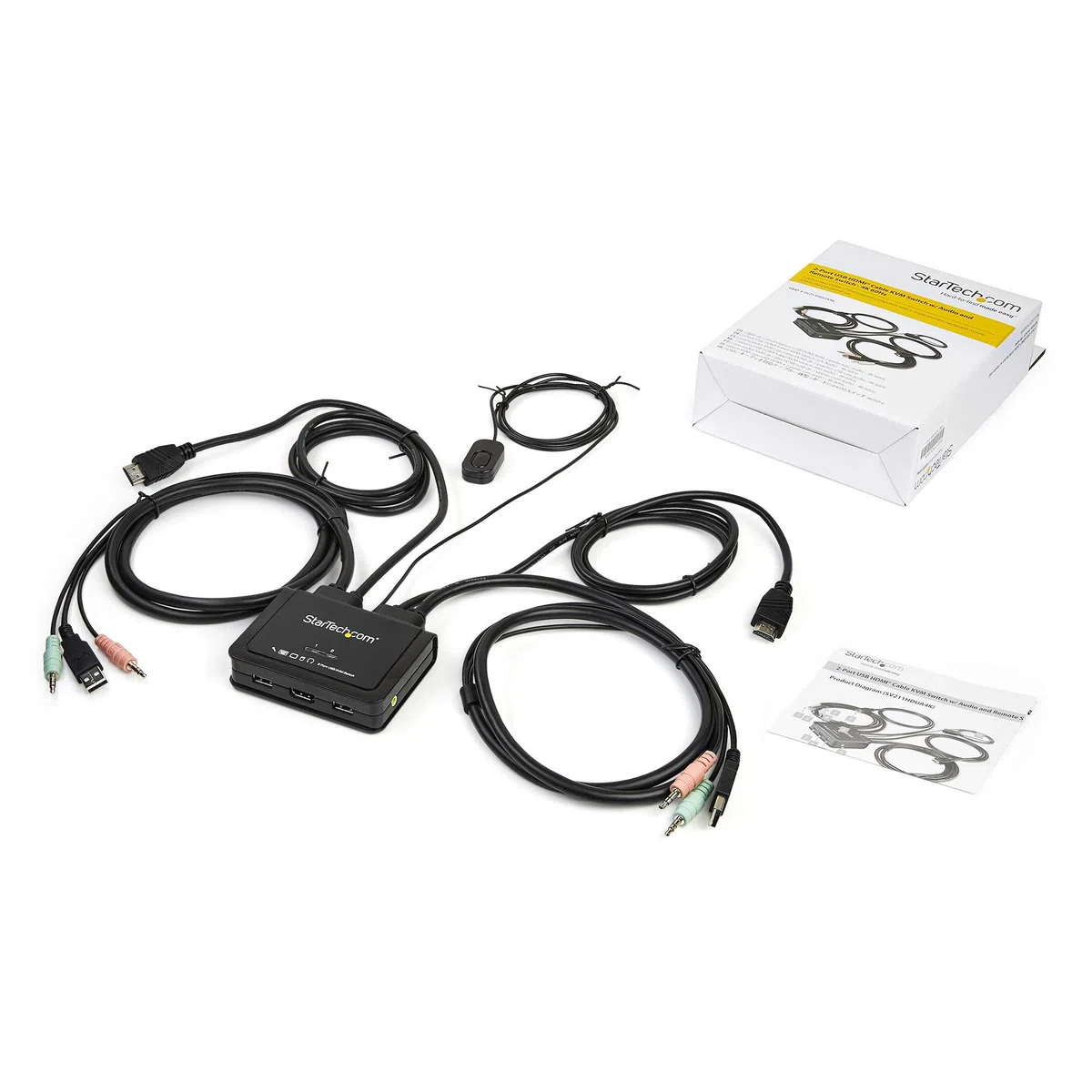 StarTech.com Commutateur KVM HDMI à 2 ports avec câbles incorporés - USB 4K 60Hz