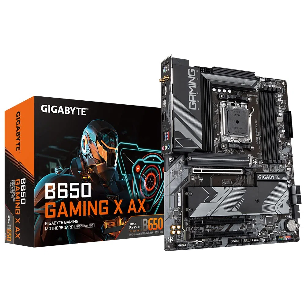 GIGABYTE B650 Gaming X AX Carte mère - Compatible avec Les processeurs AMD Série 9000, VRM numérique 8+2+2 Phases, jusqu'à 8000 MHz DDR5 (OC), 1xPCIe 5.0 + 2xPCIe 4.0 x4 M.2, Wi-FI 6E, LAN 2.5GbE