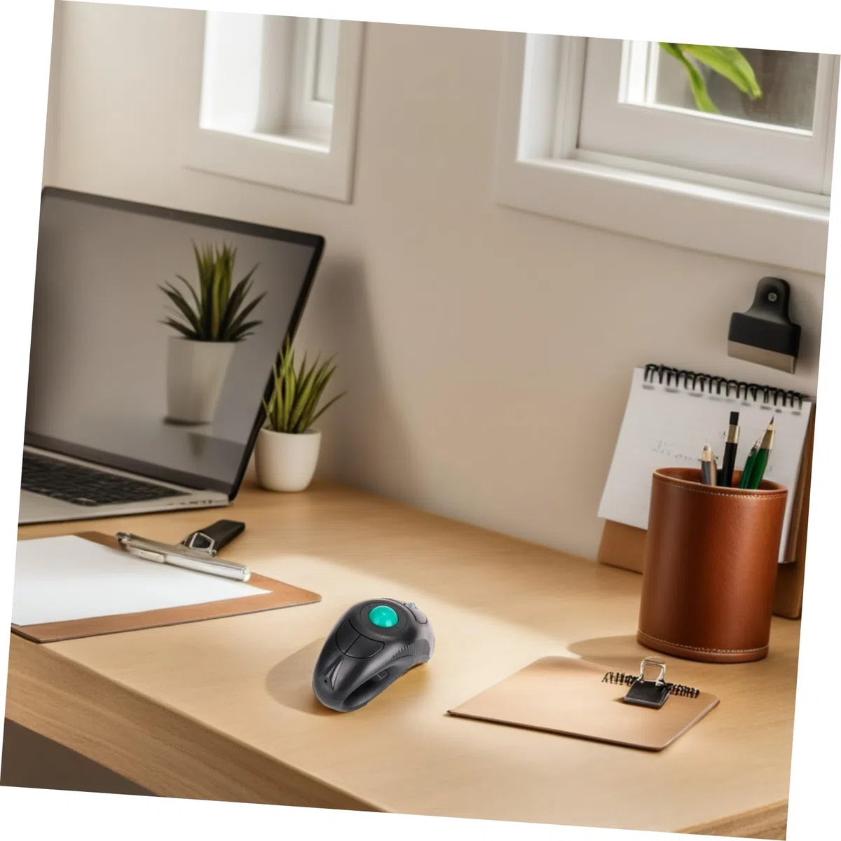 ABOOFAN Souris sans Fil Ergonomique à Port USB 2.4g Trackball, Design en Plastique Noir Confortable pour Ordinateur Portable, 5 Boutons, Forme Dauphin