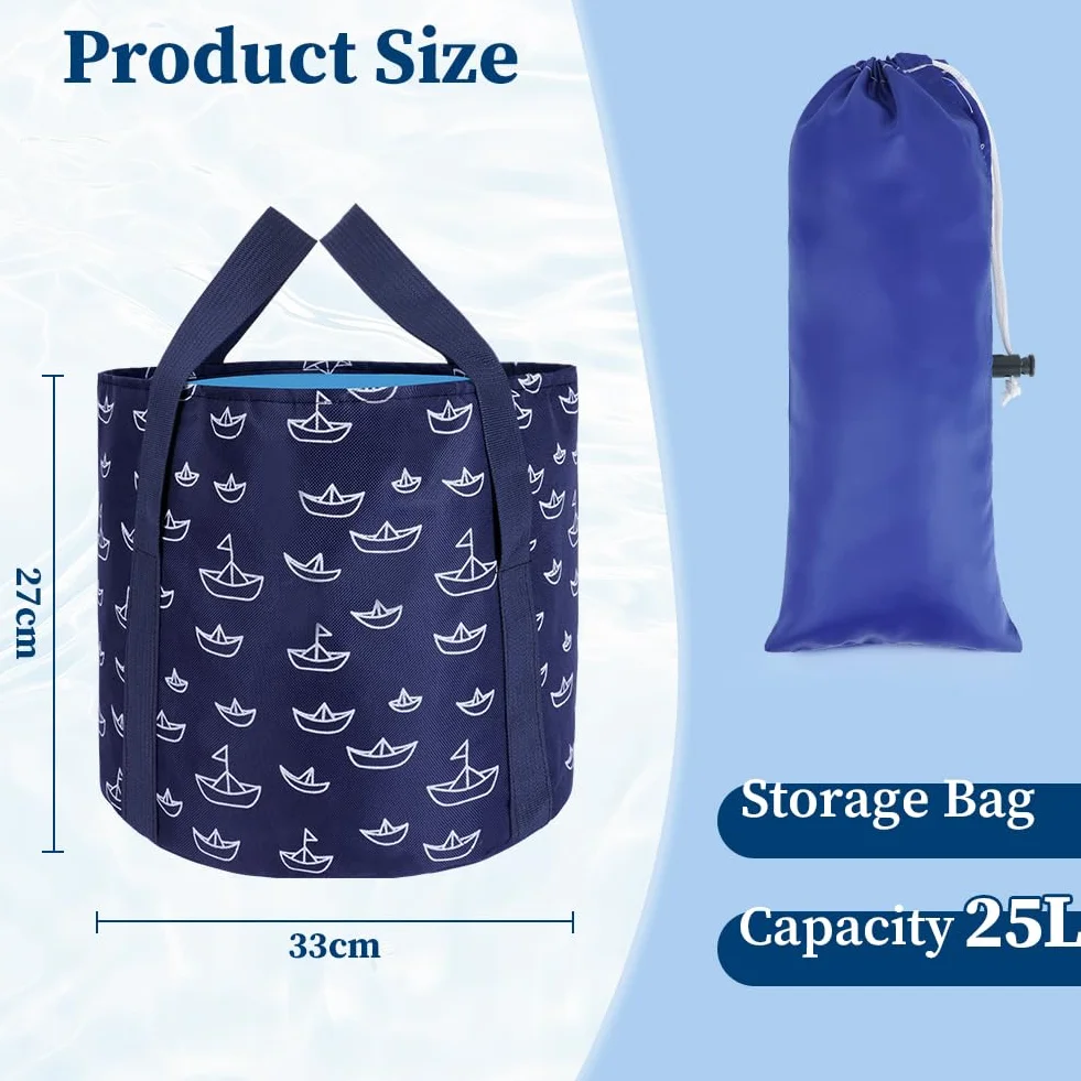Flintronic Seau Pliable Tremper Pieds 25L Portable Bain Pieds Multifonctionnel Bassin Lavage Pliante Pêche Camping Voyage