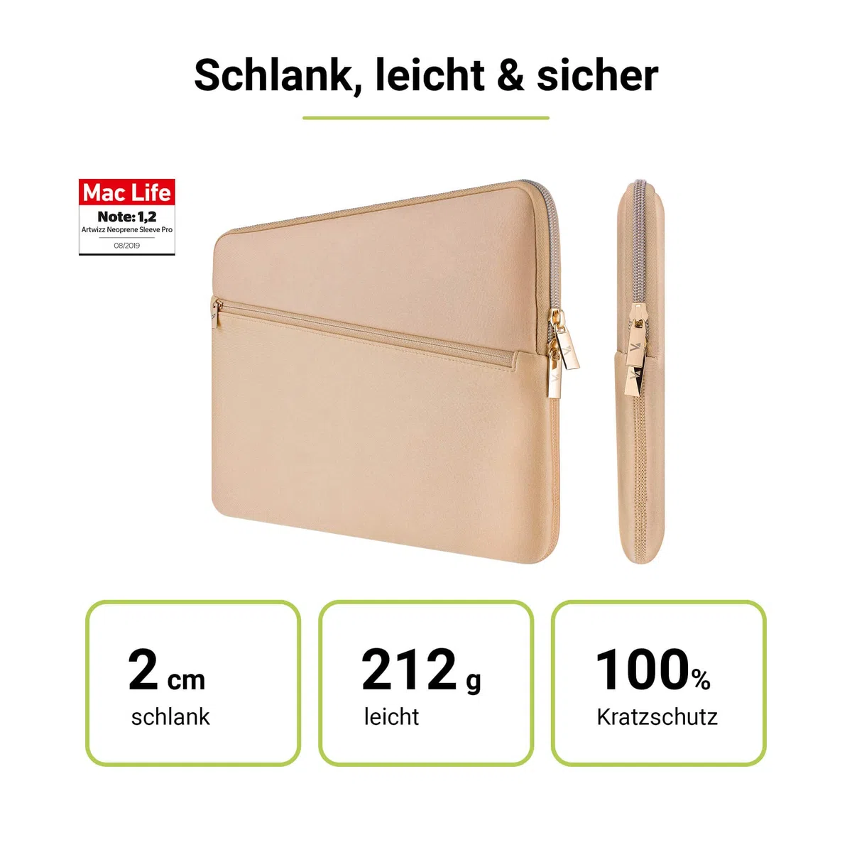 Neoprene Sleeve Pro compatible with MacBook Pro 14 (2024-2021), Gold, 14"
