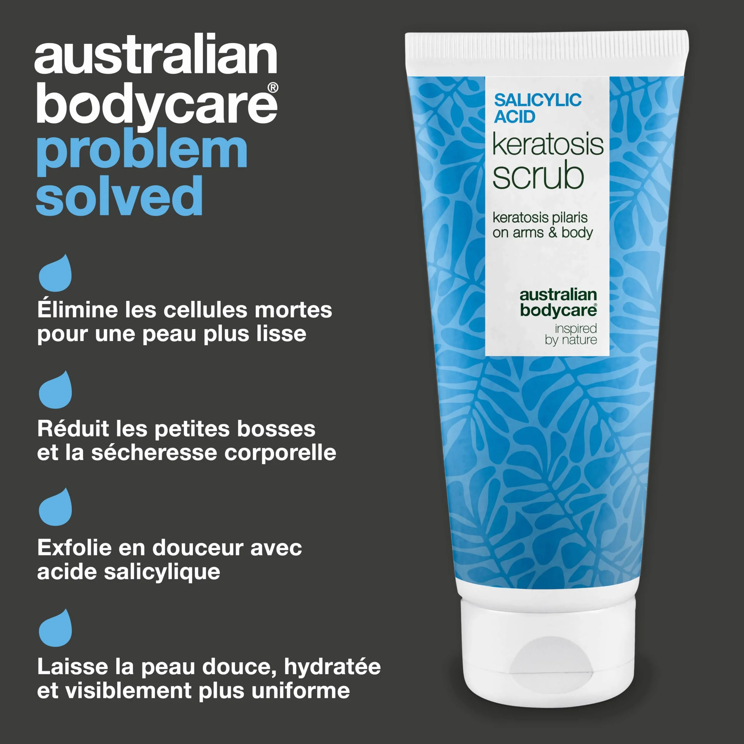 Gommage Corps Exfoliant kératose pilaire AHA/BHA acide salicylique acide glycolique noyau d'abricot double action