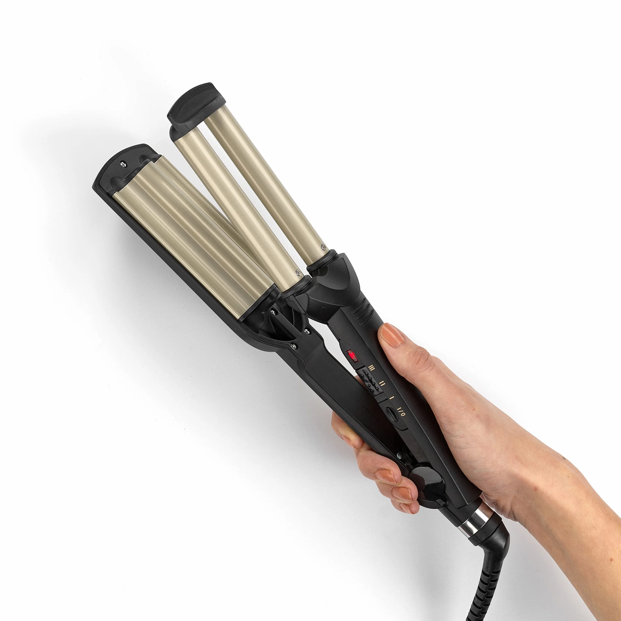 BaByliss Easy Waves C260E Fer à Boucler Revêtement Titane-céramique 3 Réglages de Température Doré Noir