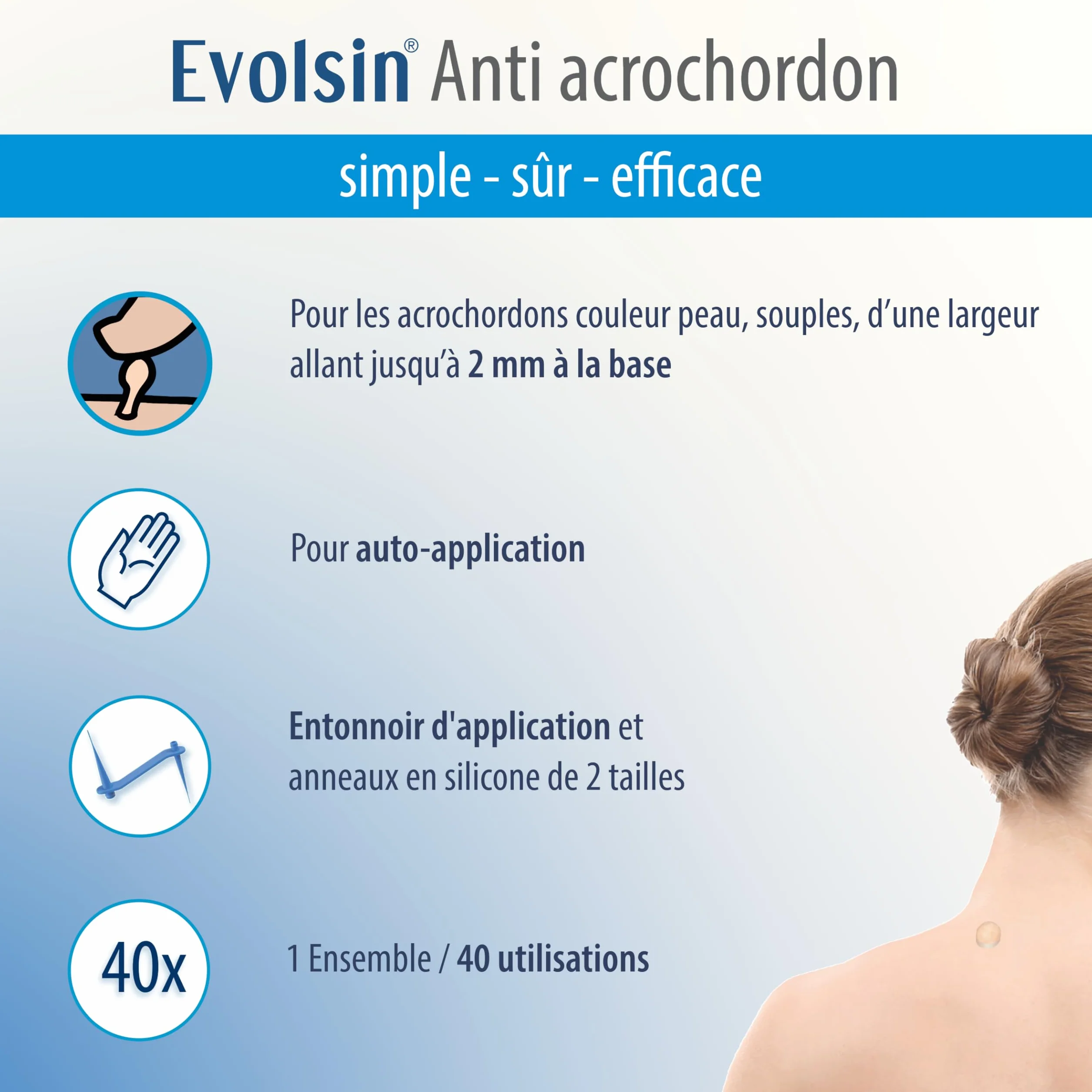 Evolsin Anti acrochordon - Efficace contre les verrues pédiculaires - Idéal pour le cou, les aisselles et le corps