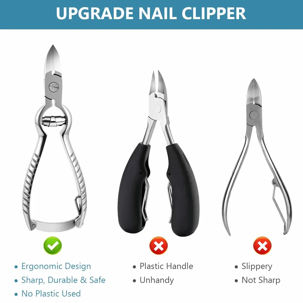 Beugo Pince Coupe Ongles Acier Inoxydable pour Ongle Incarné Épais Mains Pieds Manucure Pédicure