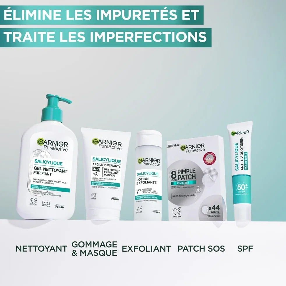 GARNIER Pure Active Soin Exfoliant Visage Niacinamide AHA Acide Salicylique 120 ml
