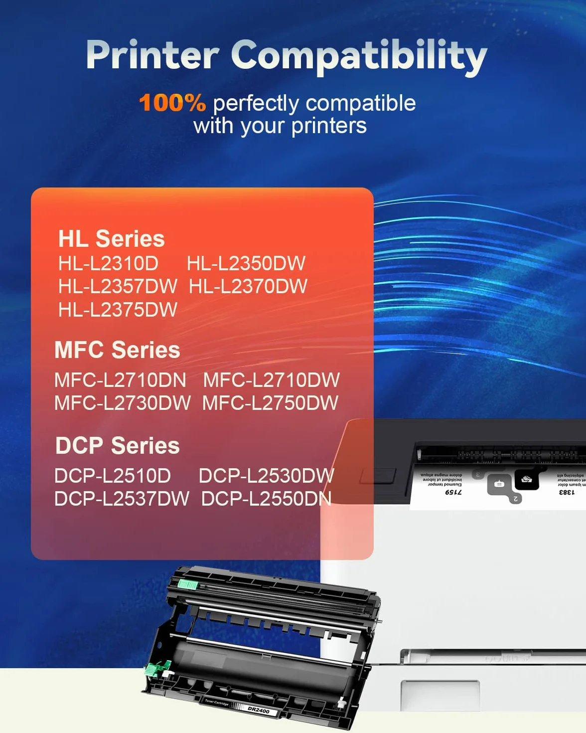 Skydo DR2400 DR-2400 Tambour Compatible Brother HL-L2310D HL-L2350DN HL-L2370DN DCP-L2510D DCP-L2530DW MFC-L2710DN MFC-L2730DW MFC-L2750DW