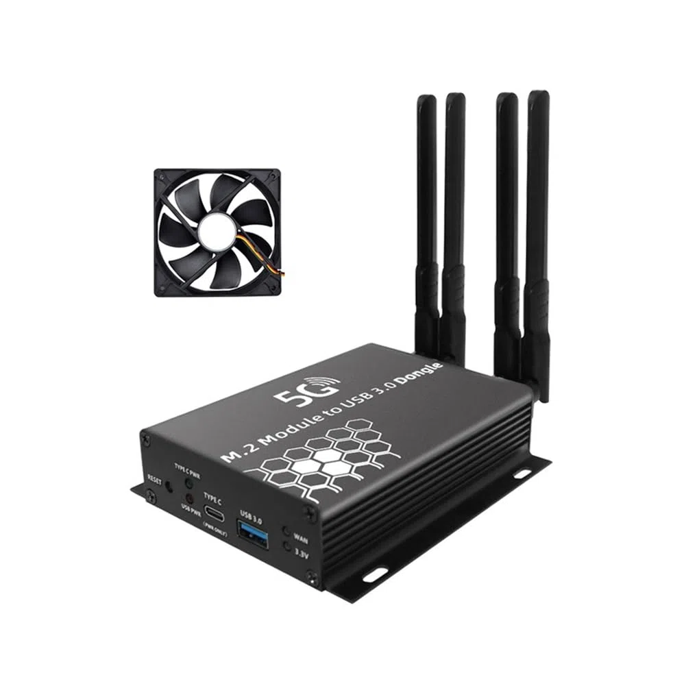 Module M.2 NGFF 4G/5G vers USB 3.0 Adaptateur M2 Carte WiFi Convertisseur Riser Board avec Antenne Refroidisseur Ventilateur Emplacement pour Carte SIM Installation Facile