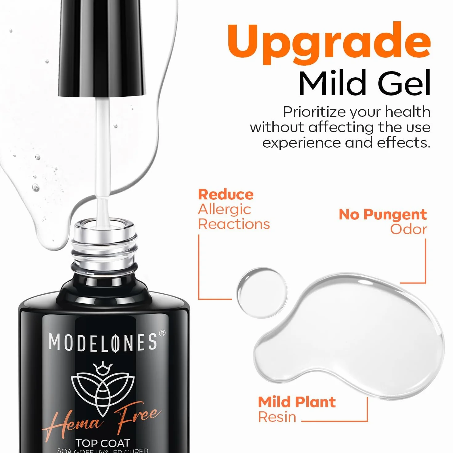 Modelones No Wipe Top Coat Gel UV Brillant Ultime Vernis Semi Permanent Nail Art 10ml