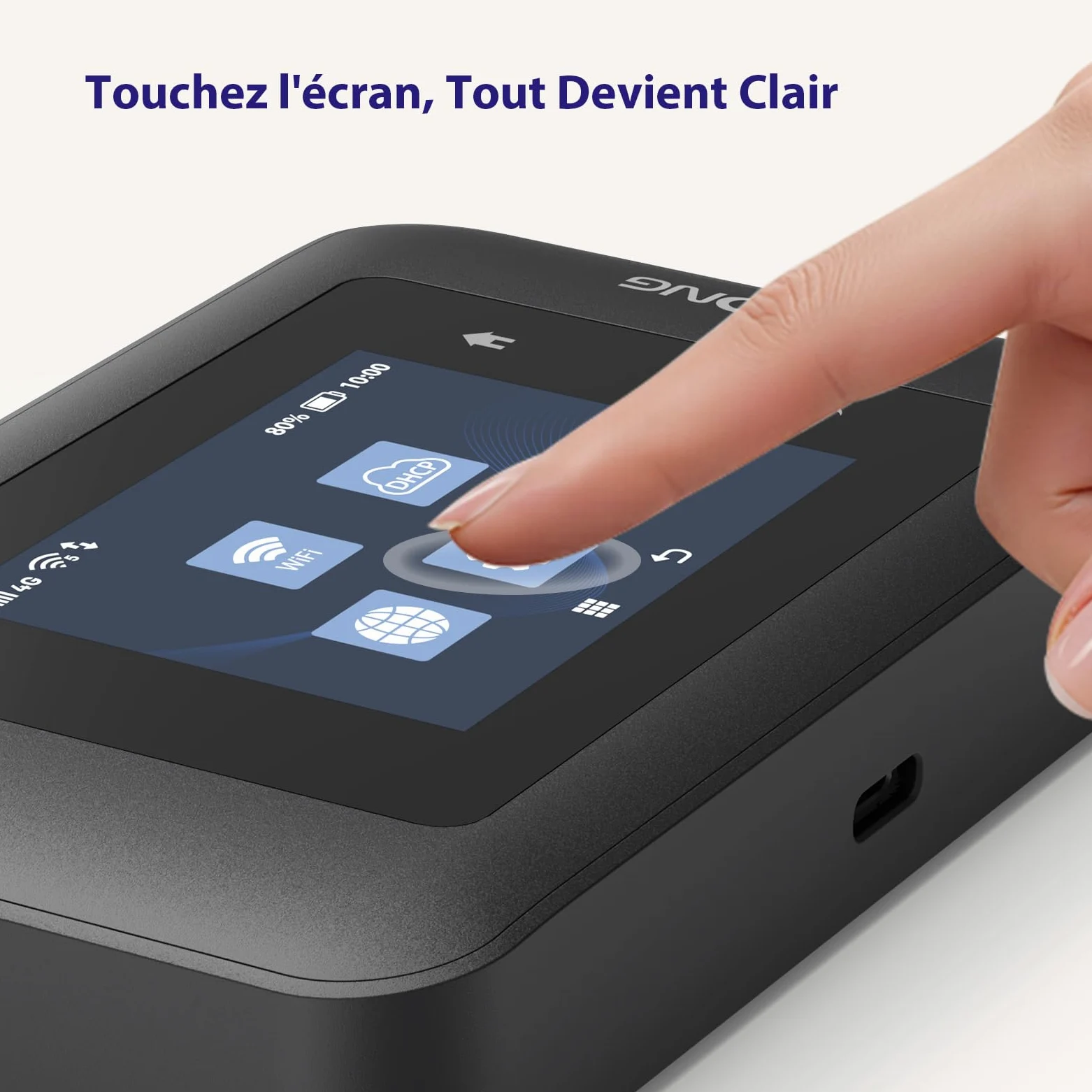 Strong 4G+ AIRSPOT 520 Routeur WiFi Portable avec SIM, CAT6 300 Mbps | Écran Couleur, WiFi AC900 Double Bande pour Voyage, Télétravail et Équipes, Partage la 4G+ avec 16 Appareils, USB-C