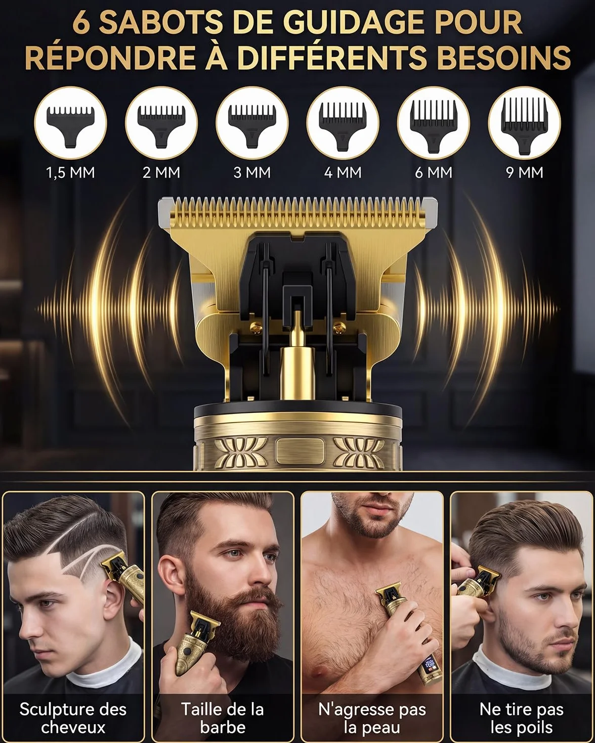 Tondeuse Cheveux Homme Sans Fil IPX7 Étanche avec Écran LED, Tondeuse Barbe Zéro écart Rechargeable Professionnelle