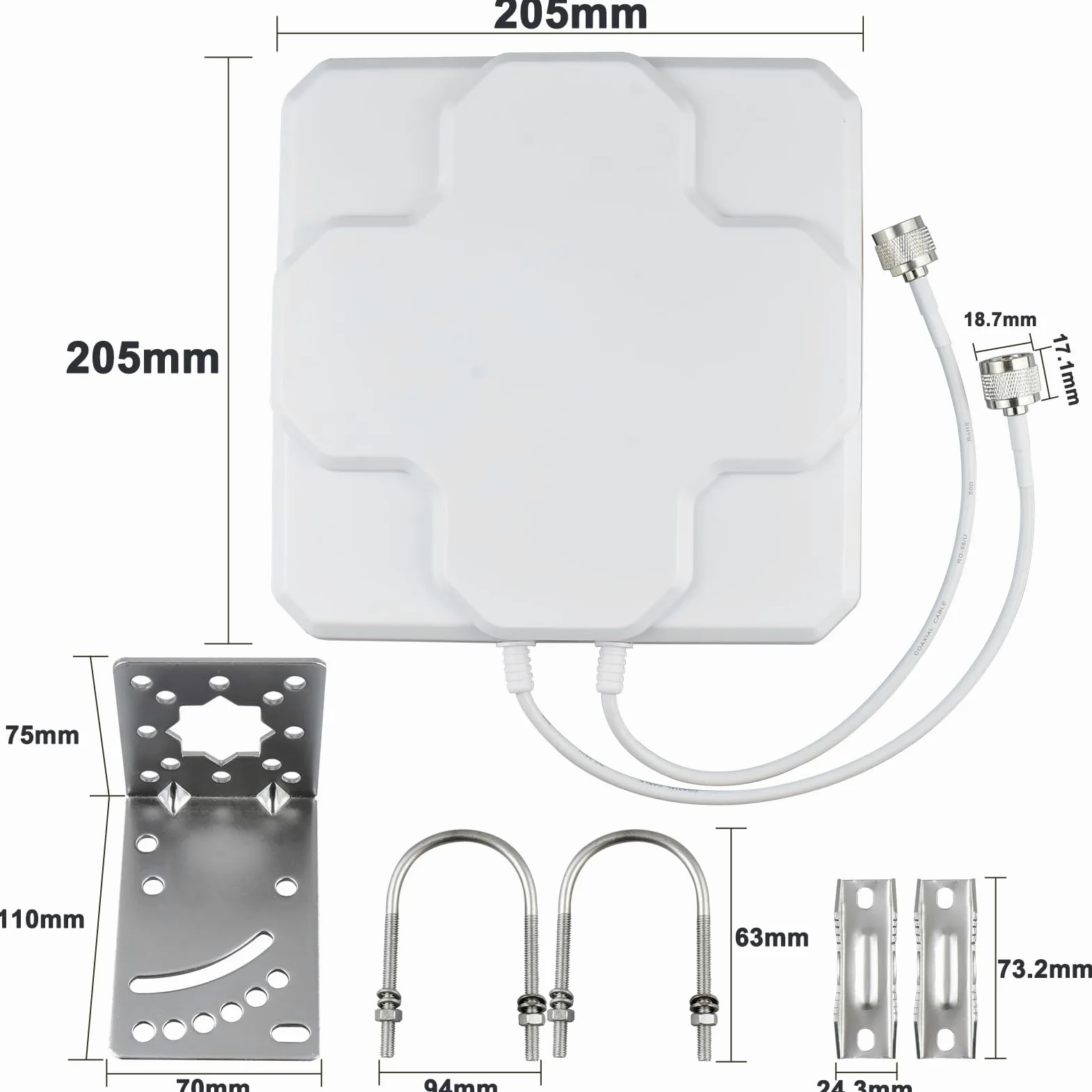 Antenne extérieure 4G LTE MIMO 18dbi antenne Panneau directionnel Fixe à Gain élevé avec câble de connecteur mâle Double n