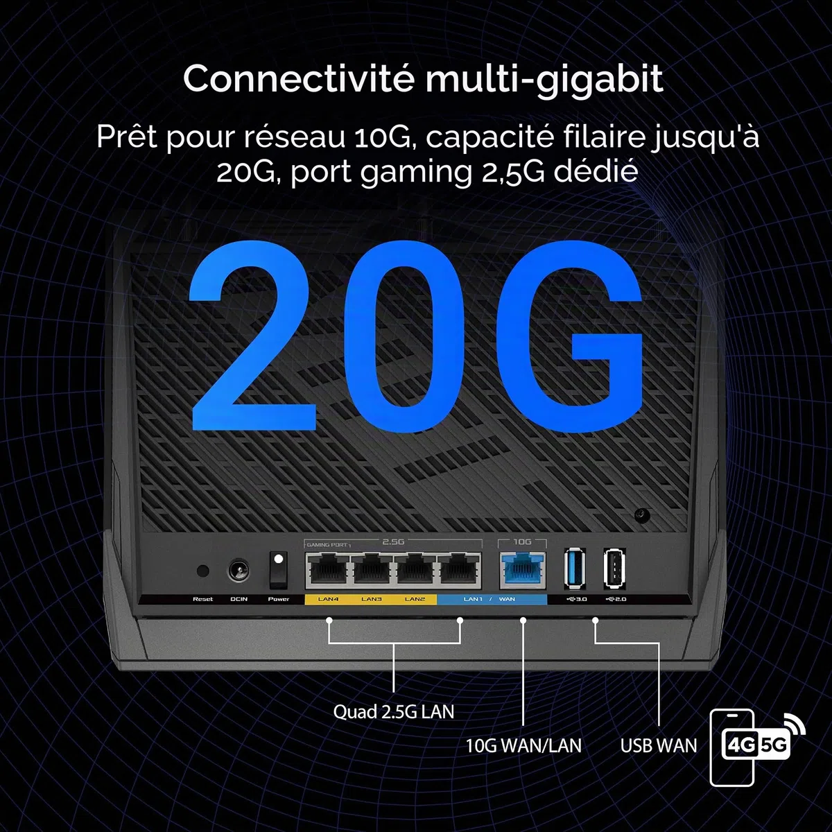 ASUS RT-BE86U BE6800 Routeur Wi-FI Double Bande, Prend en Charge 4096-QAM, MLO, Reconnaissance KI-WAN, AiMesh, sécurité réseau sans abonnement et Fonctions VPN complètes, Guest Network Pro, Gaming