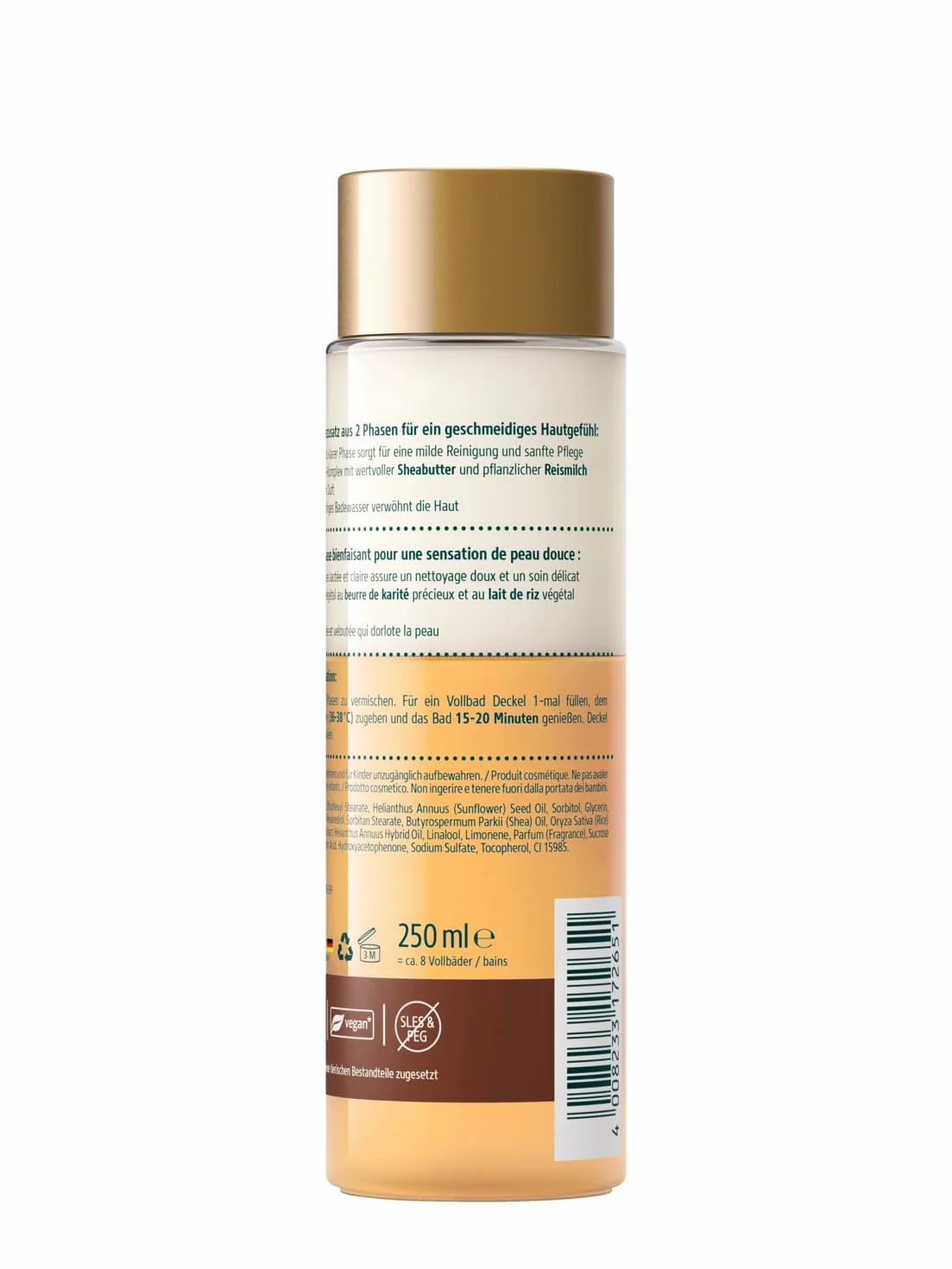 Kneipp Bain de karité 2 phases 250 ml - Additif de bain luxueux et relaxant