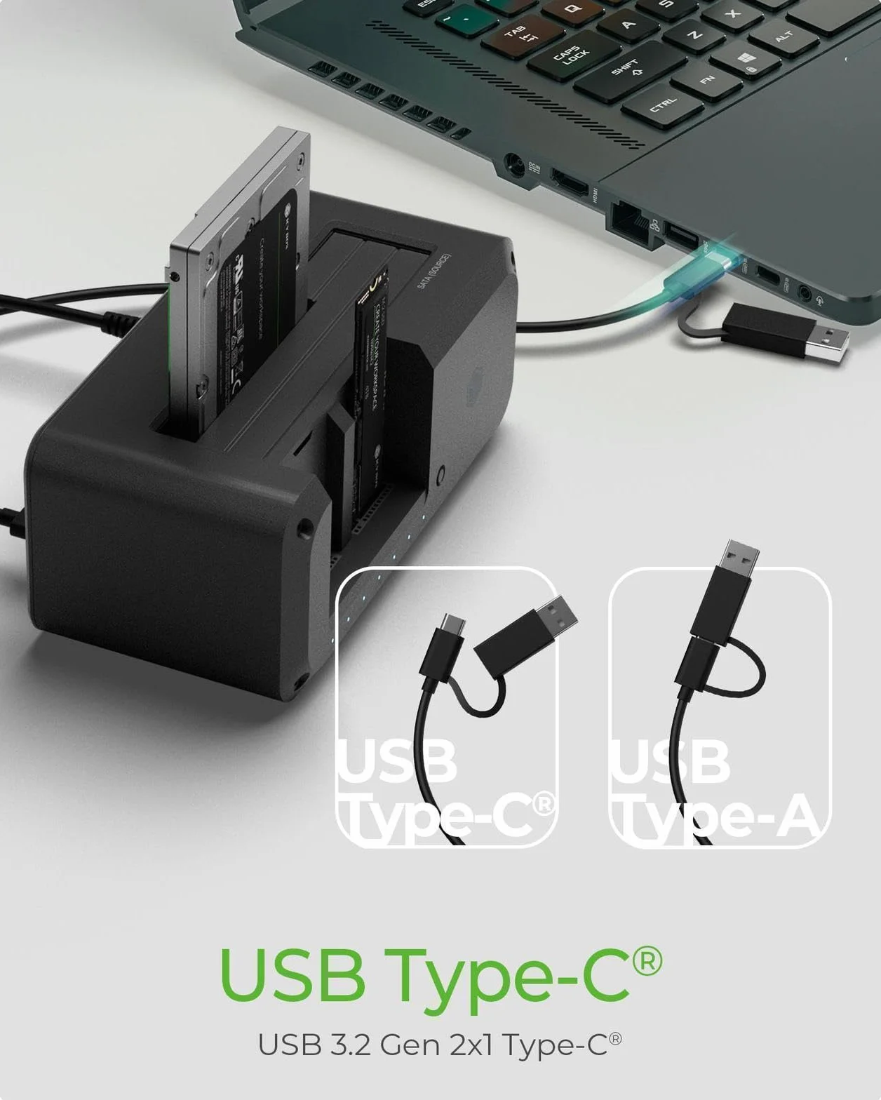 ICY BOX Station d'accueil M.2 NVMe SATA USB 3.2 10 Gbit/s clonage bidirectionnel