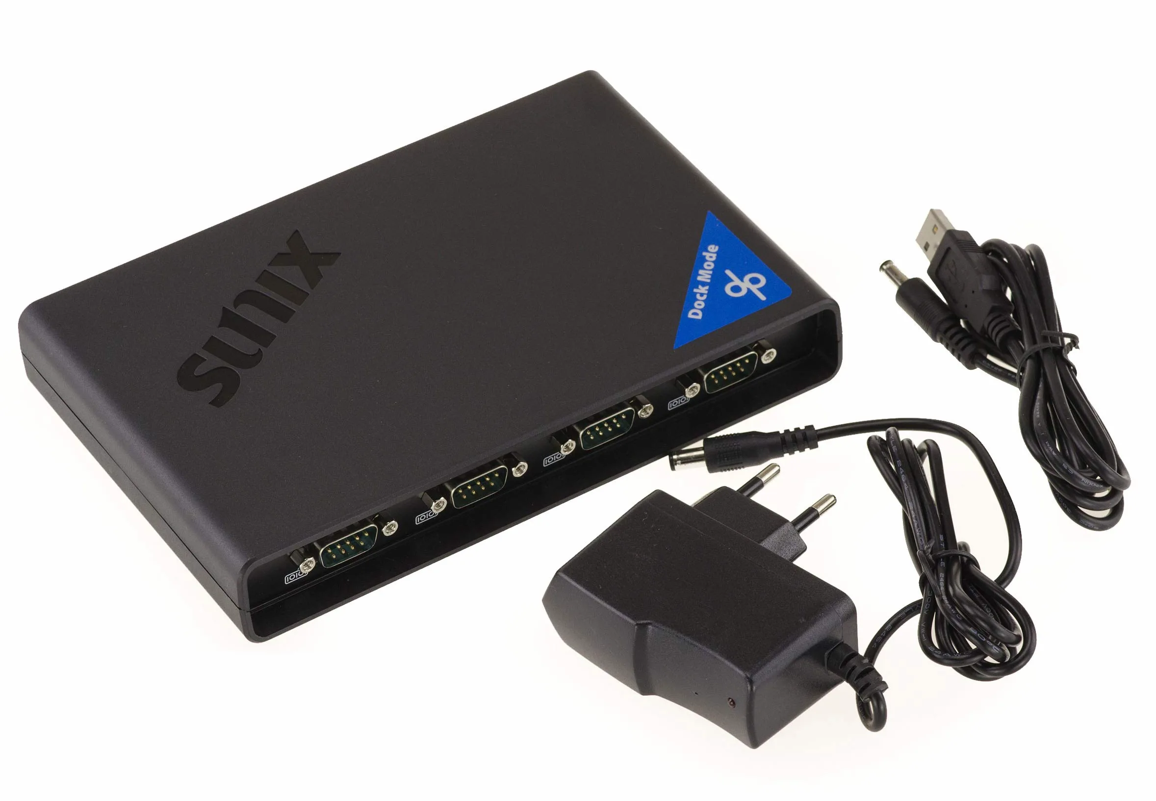 KALEA-INFORMATIQUE Dock Convertisseur Industriel Ethernet RJ45 TCP IP vers 4 Ports série RS232 DB9 avec POS 5V. Chipset SUNIX DPL2000Q (DPKS04HP0)