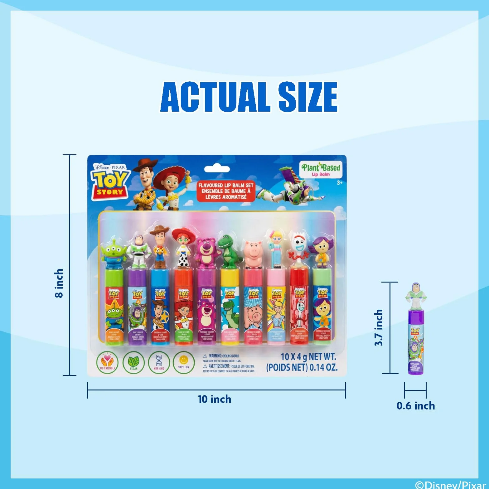 Toy Story Baume Lèvres Végétal 10 pcs avec Topper Cadeau