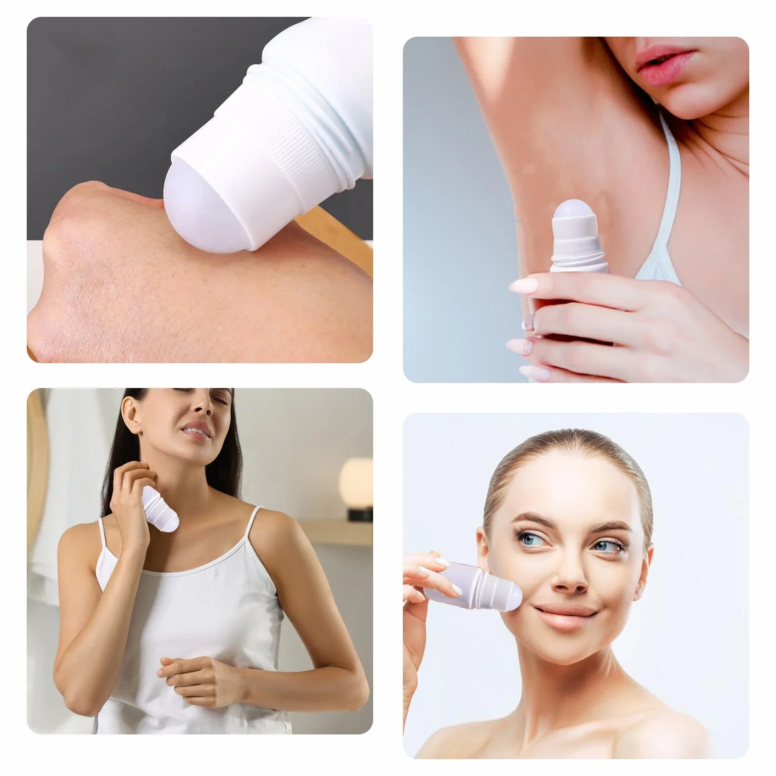 Flacons à Bille Vides en Plastique 50 ml Blanc 10 Pièces Réutilisables Rouleau Rechargeable pour Parfum Lotion Huile Essentielle