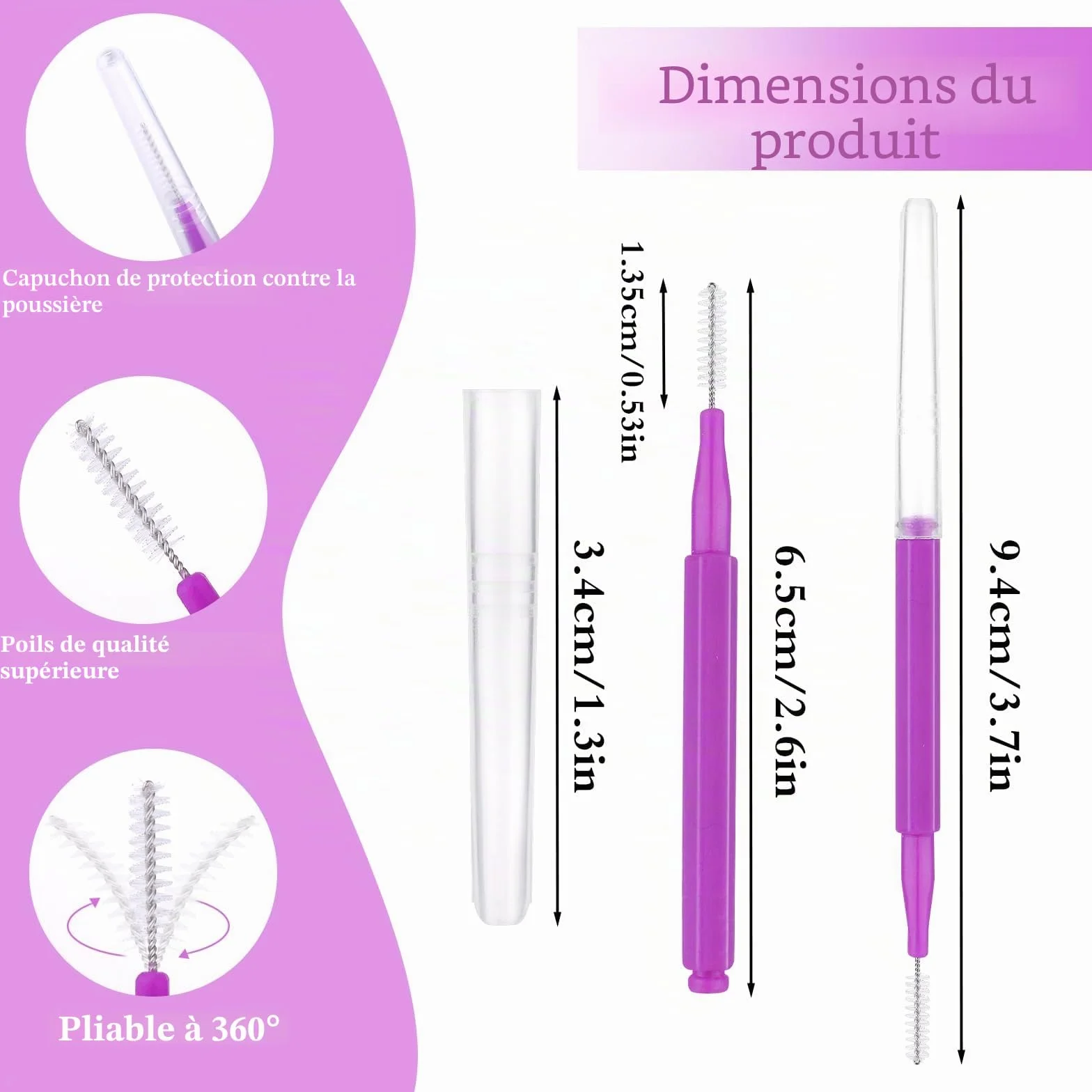 Lot de 50 micro-brosses à sourcils et cils - Peigne multifonction pour plastification et levage
