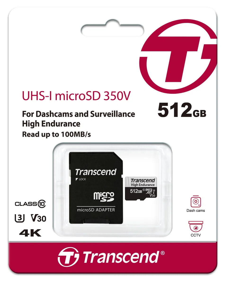 Transcend TS512GUSD350V Carte mémoire Micro SD U3 Full HD jusqu'à 100 Mo/s, pour Appareil Photo et Drones 512 Go 350 V