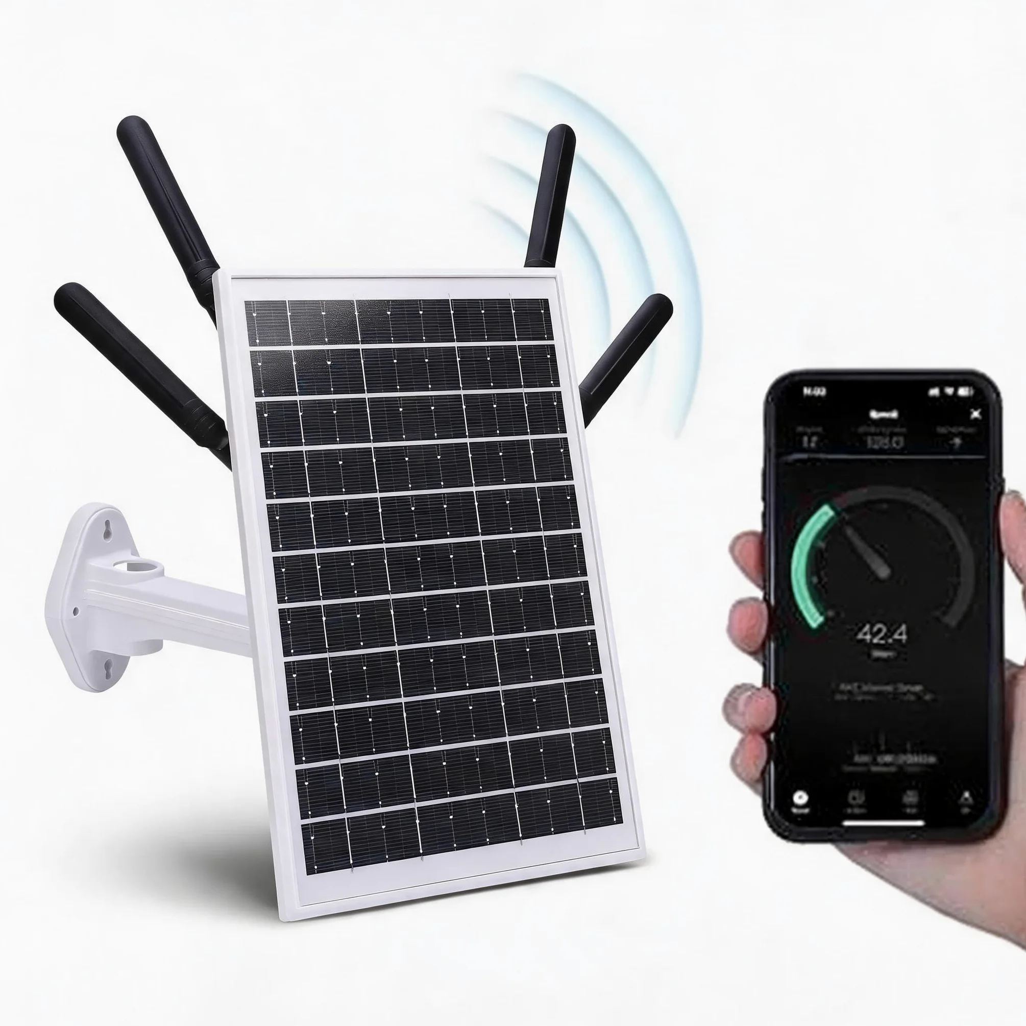 GOWENIC Routeur Modem 4G LTE 12 W à énergie Solaire, Extension WiFi 6 Solaire Extérieure 300 Mbps avec Emplacement pour Carte SIM, étanchéité IP66, Portée WiFi 150 M, Batterie 18 000 MAh (Antennes