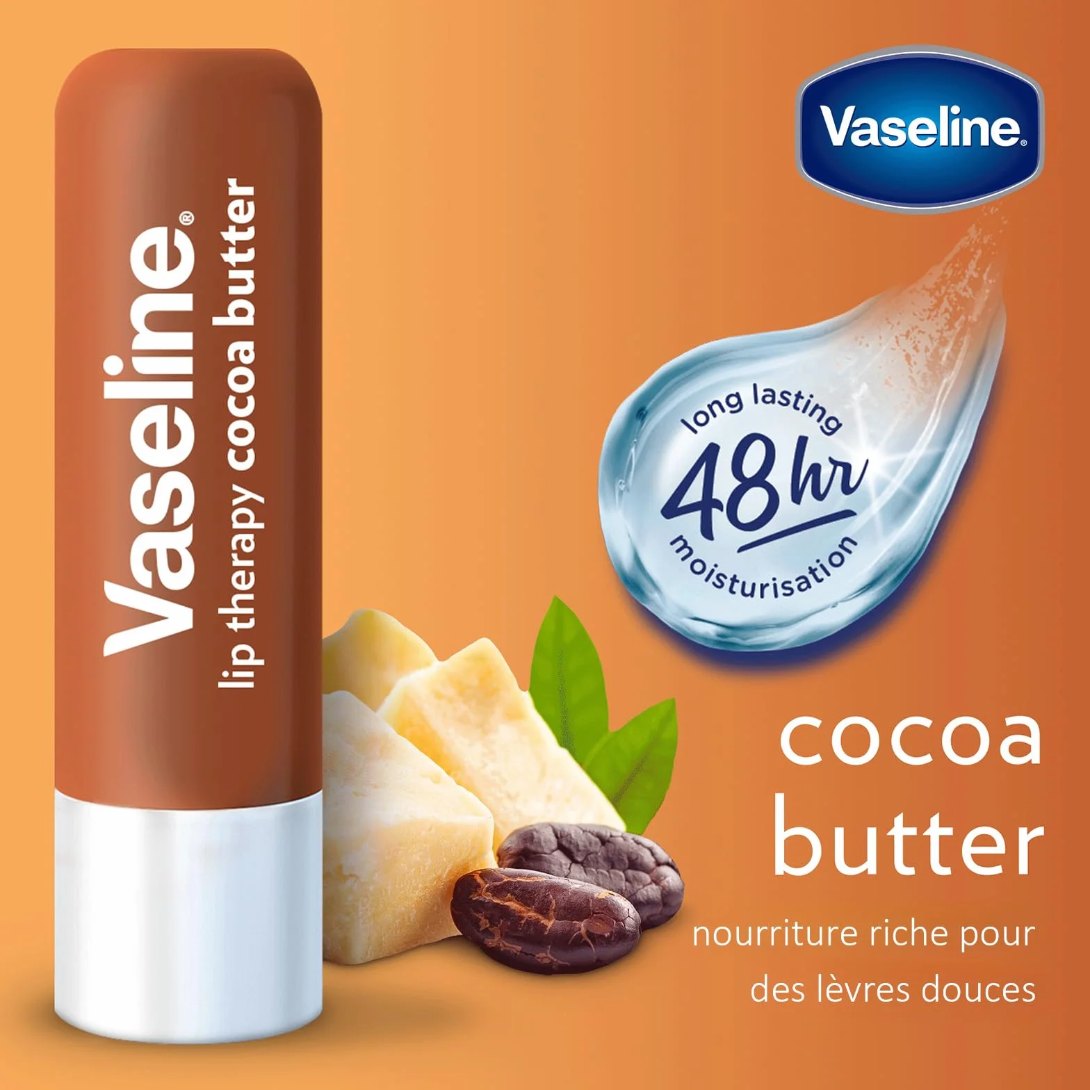 Vaseline Lip Therapy Cocoa Butter Baume à lèvres teinté beurre de cacao karité 2 x 4.8g