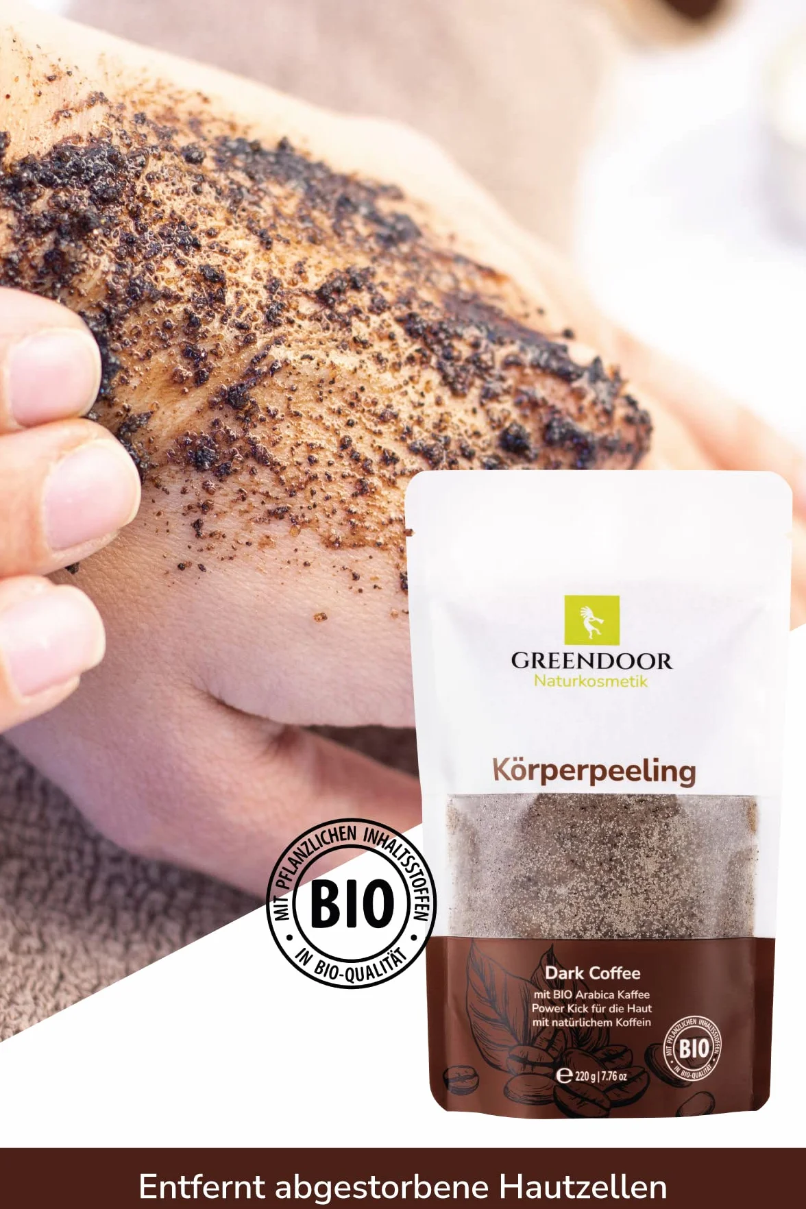 Greendoor cosmétique naturel raffermissant corps café 220g végétalien caféine extra exfoliant anti-âge arabica bio sans microplastique