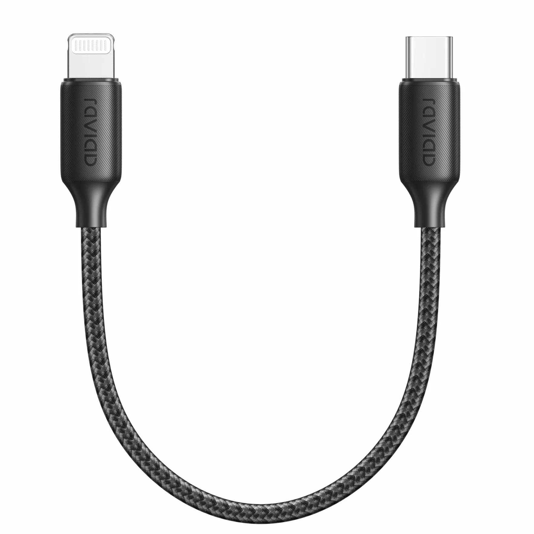 RAVIAD Câble USB C vers Lightning 0.5M Certifié MFi Chargeur Rapide Power Delivery pour iPhone 14 13 12 11 Pro Max Mini XR XS Max X 10 8 7 SE 2020 iPad Noir