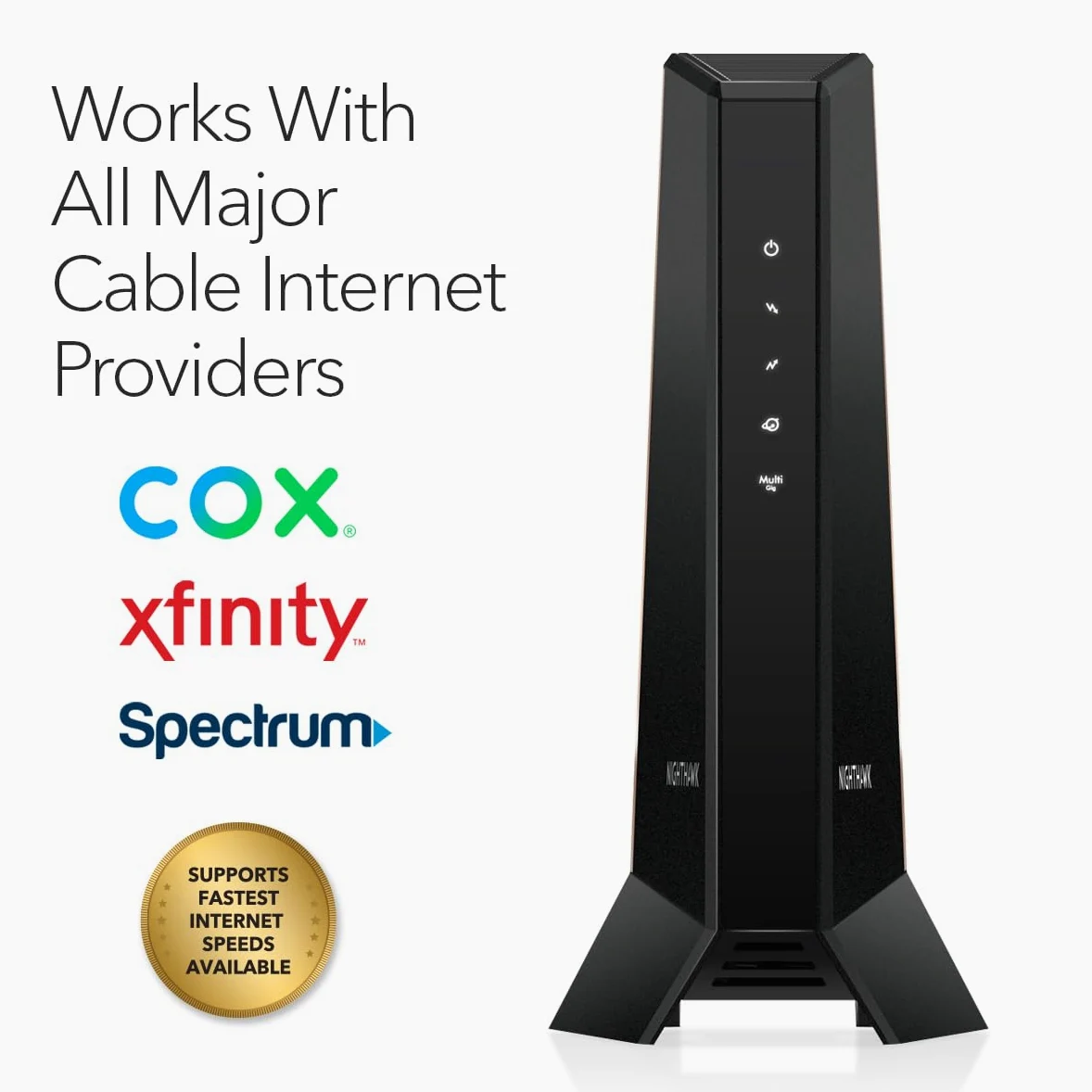 NETGEAR Nighthawk CM2000 Modem de câble – Noir – Compatible avec Xfinity, Cox, Spectrum – DOCSIS 3.1 – 2,5 Gbps – 1 Port Ethernet de 2,5 Gbps
