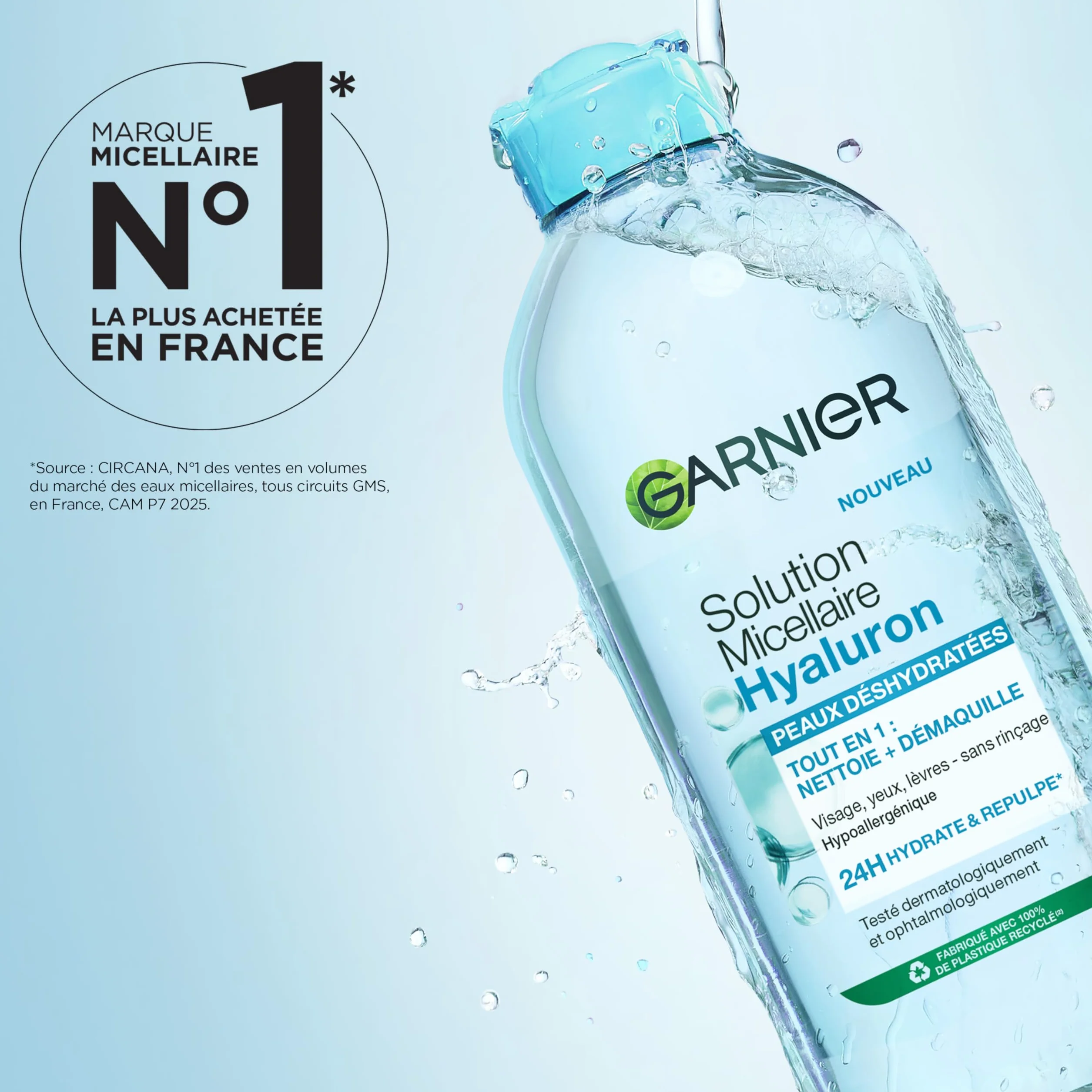 GARNIER Skin Active Solution Micellaire Tout-En-1 Micelles & Acide Hyaluronique 400 ml