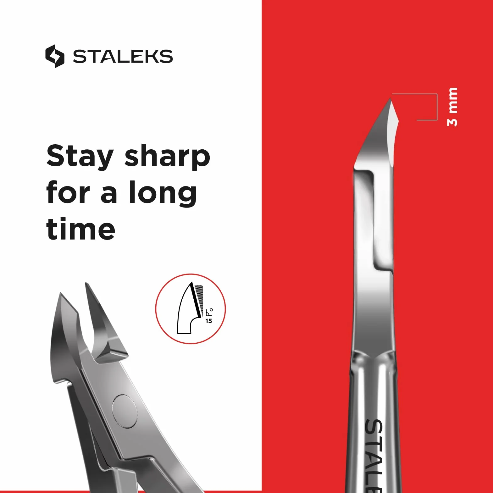 Staleks Classic Pince à cuticules 12 Acier Inoxydable Lame 3 mm Manucure Pédicure