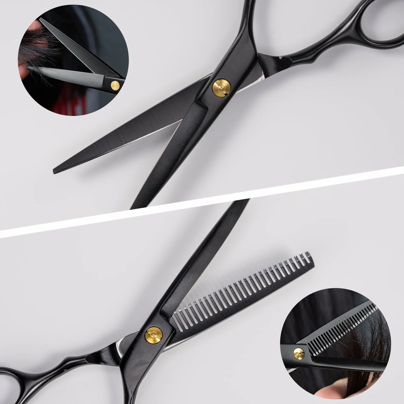 Ciseaux Coiffure Set Professionnel, Ciseaux à Effiler Hair Cutting Scissors Kit avec Cape, Peigne, Barrette pour Cheveux et Barbe