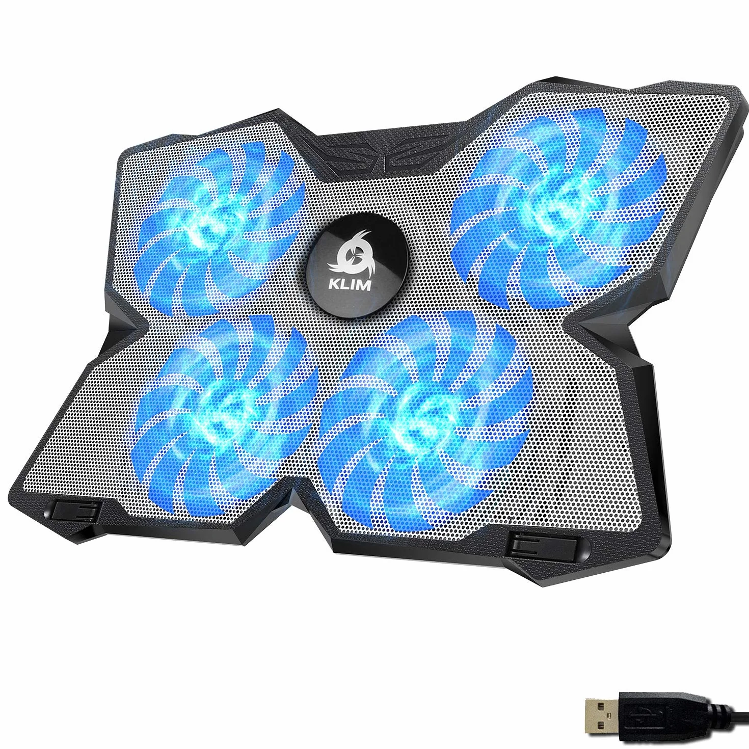 KLIM Wind Refroidisseur Ordinateur Portable 4 Ventilateurs Silencieux PC Portable PS5 PS4 Blanc Bleu