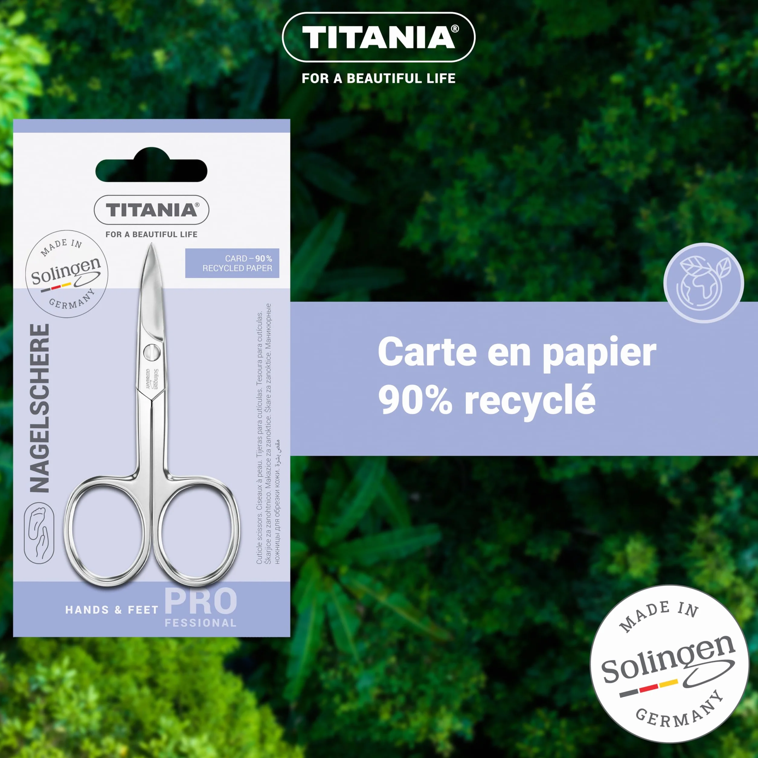 TITANIA Ciseaux à Ongles Solingen 9,5 cm Courbés Acier au Carbone Fabriqués en Allemagne
