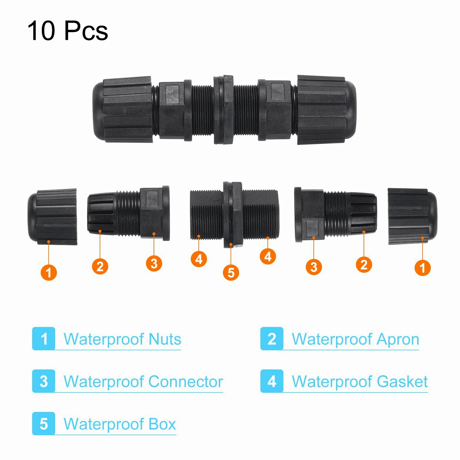 QUARKZMAN Coupleur RJ45 Etanche, Double Tête Femelle À Femelle Blindé IP67 Pour Câble Ethernet LAN Extérieur Pour Cat5e/Cat5, Lot De 10