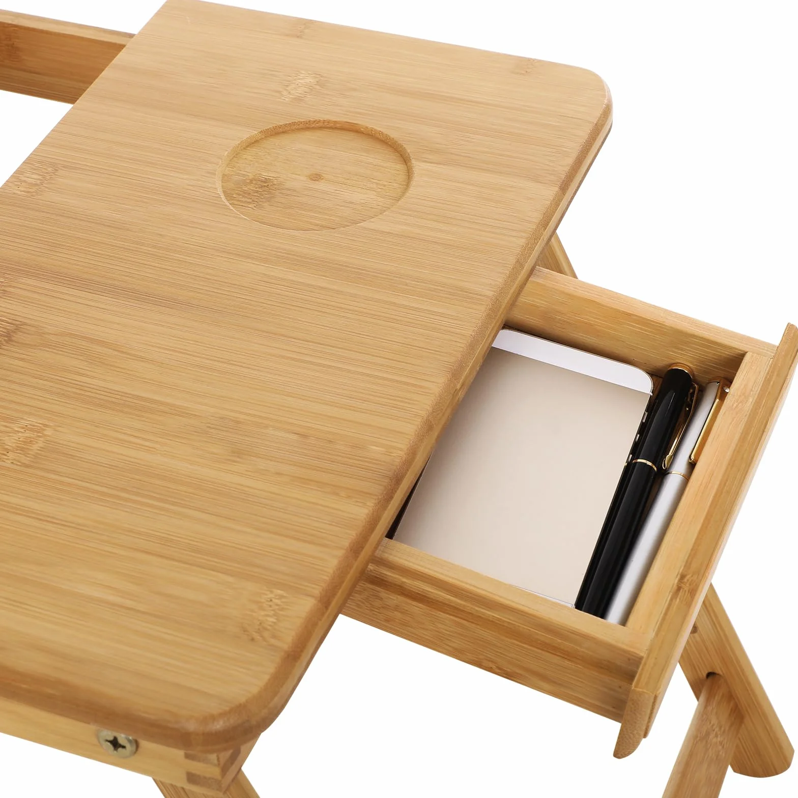 SONGMICS Table de lit pliable en bambou pour PC portable 55 x 35 x 29 cm