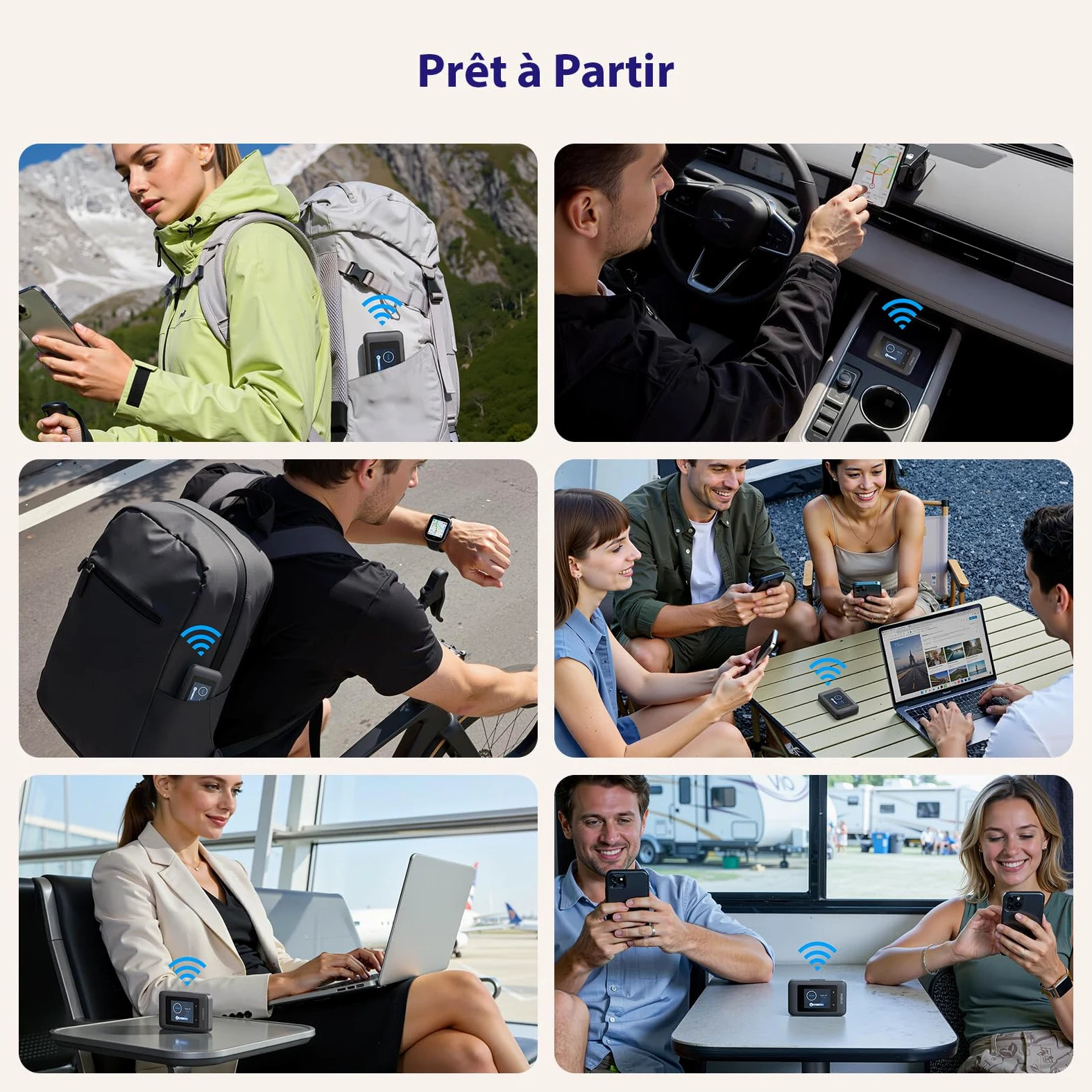 Strong 4G+ AIRSPOT 520 Routeur WiFi Portable avec SIM, CAT6 300 Mbps | Écran Couleur, WiFi AC900 Double Bande pour Voyage, Télétravail et Équipes, Partage la 4G+ avec 16 Appareils, USB-C