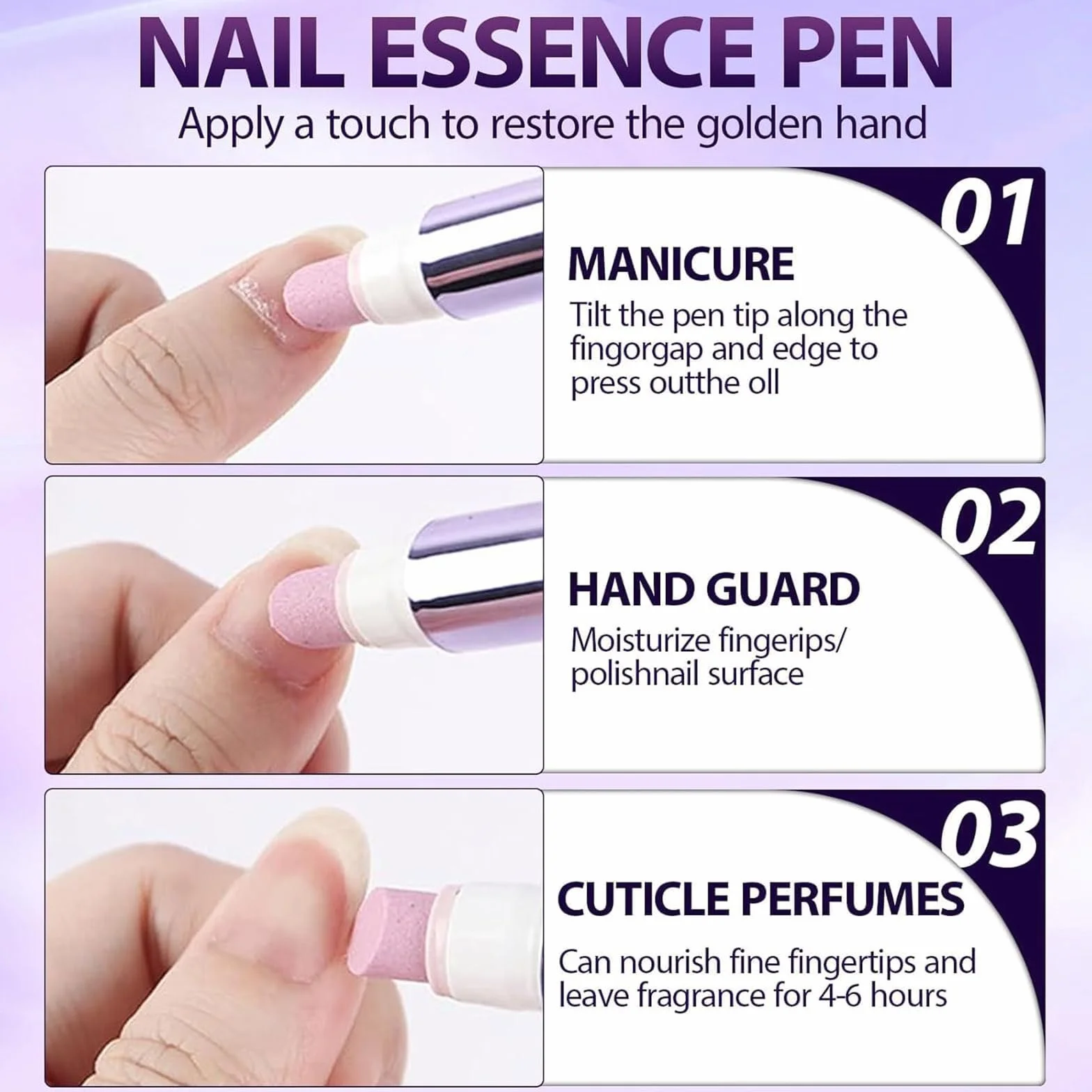 Sassytip Stylo Repousse-Cuticules à L'huile 2 ml Dissolvant Cuticules Huile Ongles Rose Lavande Soin Manucure