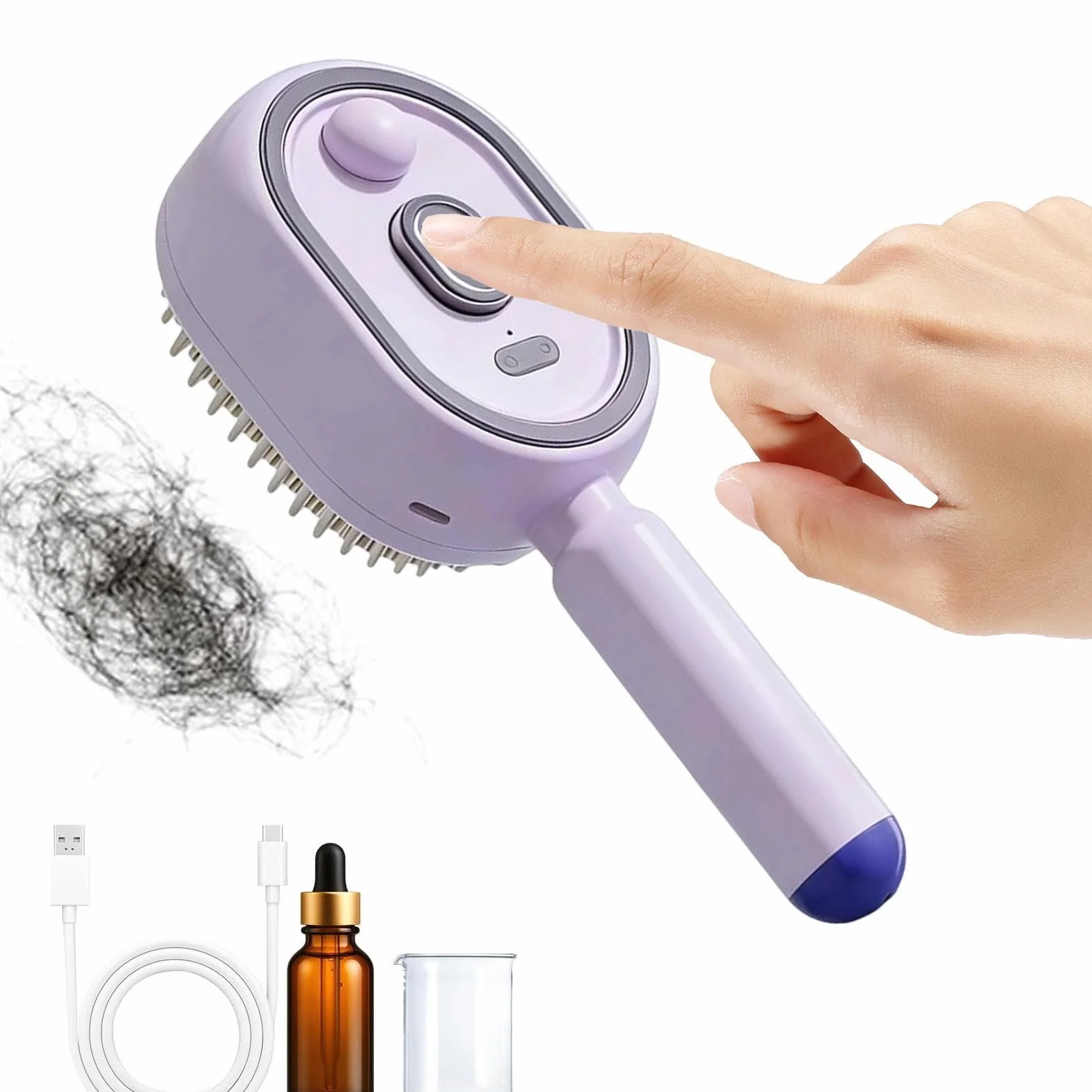 Brosse Vapeur Cheveux Peigne Lissant Nourrissant avec Spray Démêlant Lisseur Cheveux