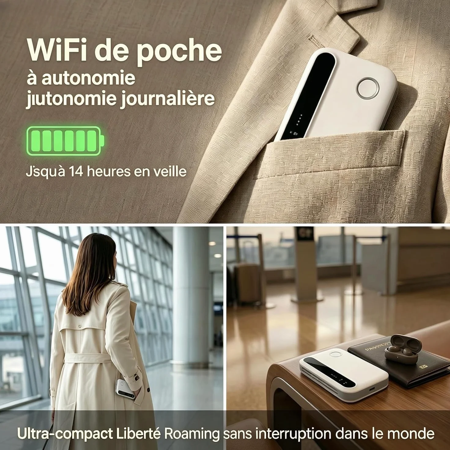 Routeur 5G Portable WiFi 6 Déverrouillé, Modem Mobile 5G/4G+ avec Emplacement SIM, Jusqu'à 25 Appareils Connectés, Internet Haut Débit Idéal pour Voyage, Camping et Télétravail